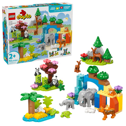 LEGO DUPLO Town 3 in 1 Wild Animal Families Building Toy Playset - Preschool Learning and Educational Toy for Toddlers, Boys and Girls, Ages 2+ -