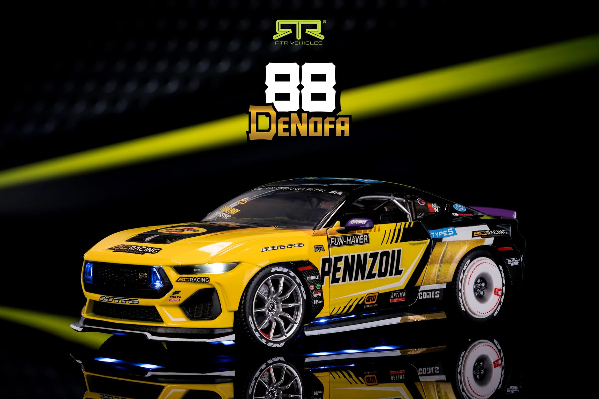 Jada Toys Pennzoil 2023 Ford Mustang RTR Chelsea Denofa Die Cast Car 1 24 Scale Championship Livery Collectible Model
