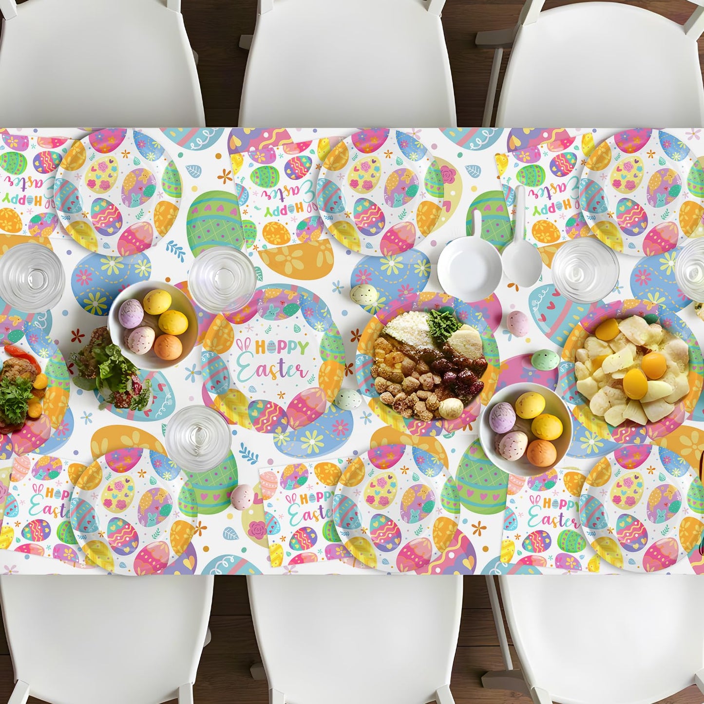 150 Pack Easter Party Supplies Set, Happy Easter Dinnerware Set Includes Heavy Duty Dessert Dinner Plates and Luncheon Napkins for Spring Birthday