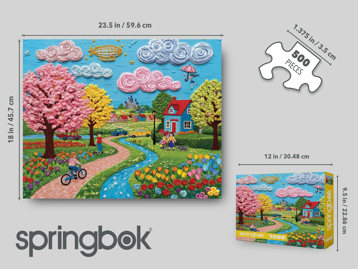 Springbok Springtime Stroll 1000 Piece Jigsaw Puzzle for Adults & Family - Poster Now Included - Scenic Spring Garden, Flowers & Trees Art - Unique
