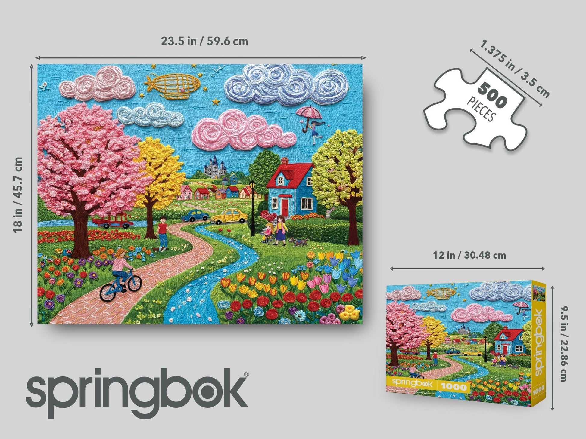 Springbok Springtime Stroll 1000 Piece Jigsaw Puzzle for Adults & Family - Poster Now Included - Scenic Spring Garden, Flowers & Trees Art - Unique