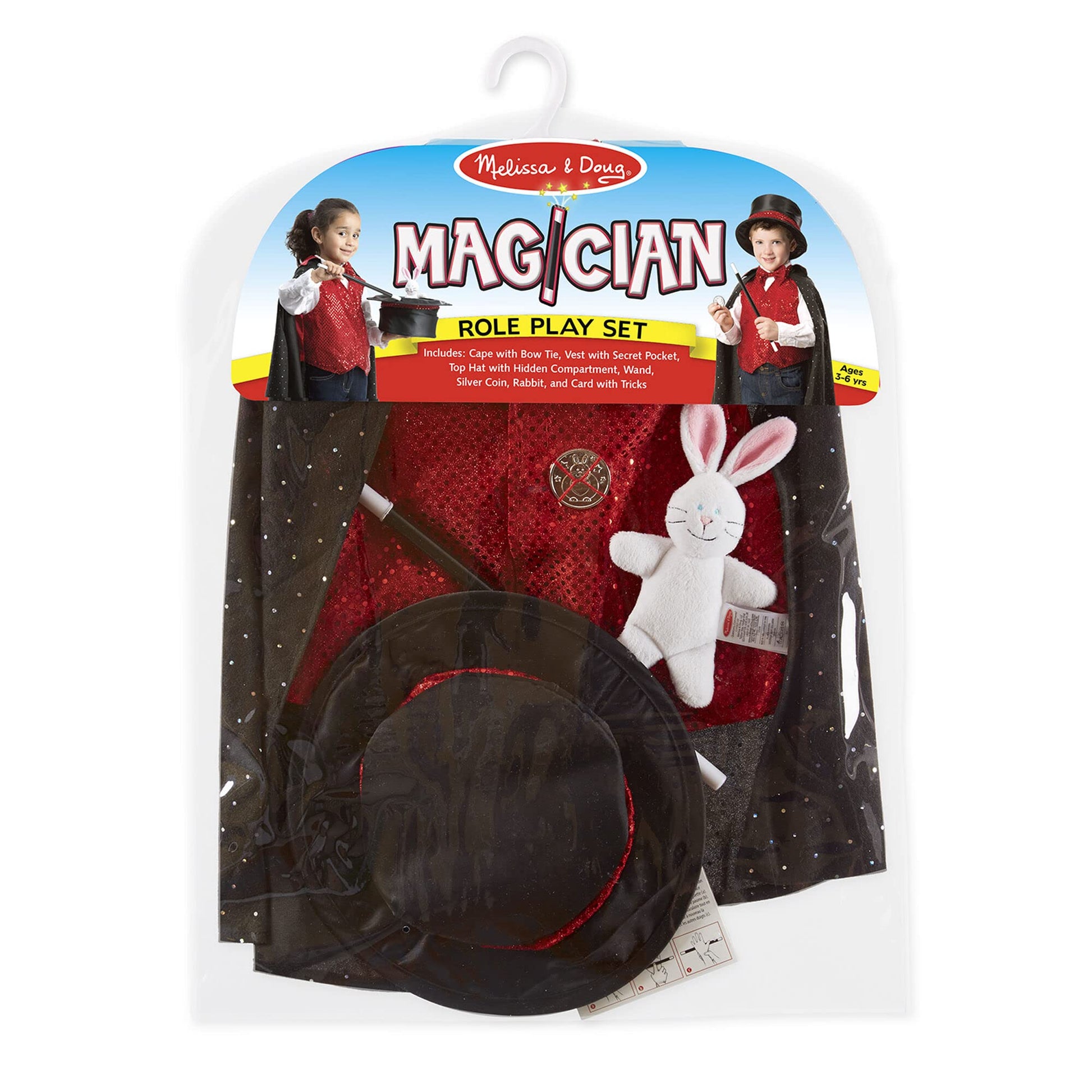 Melissa & Doug Magician: Role Play Set Bundle with 1 Theme Compatible M&D Scratch Fun Mini-Pad (08508)
