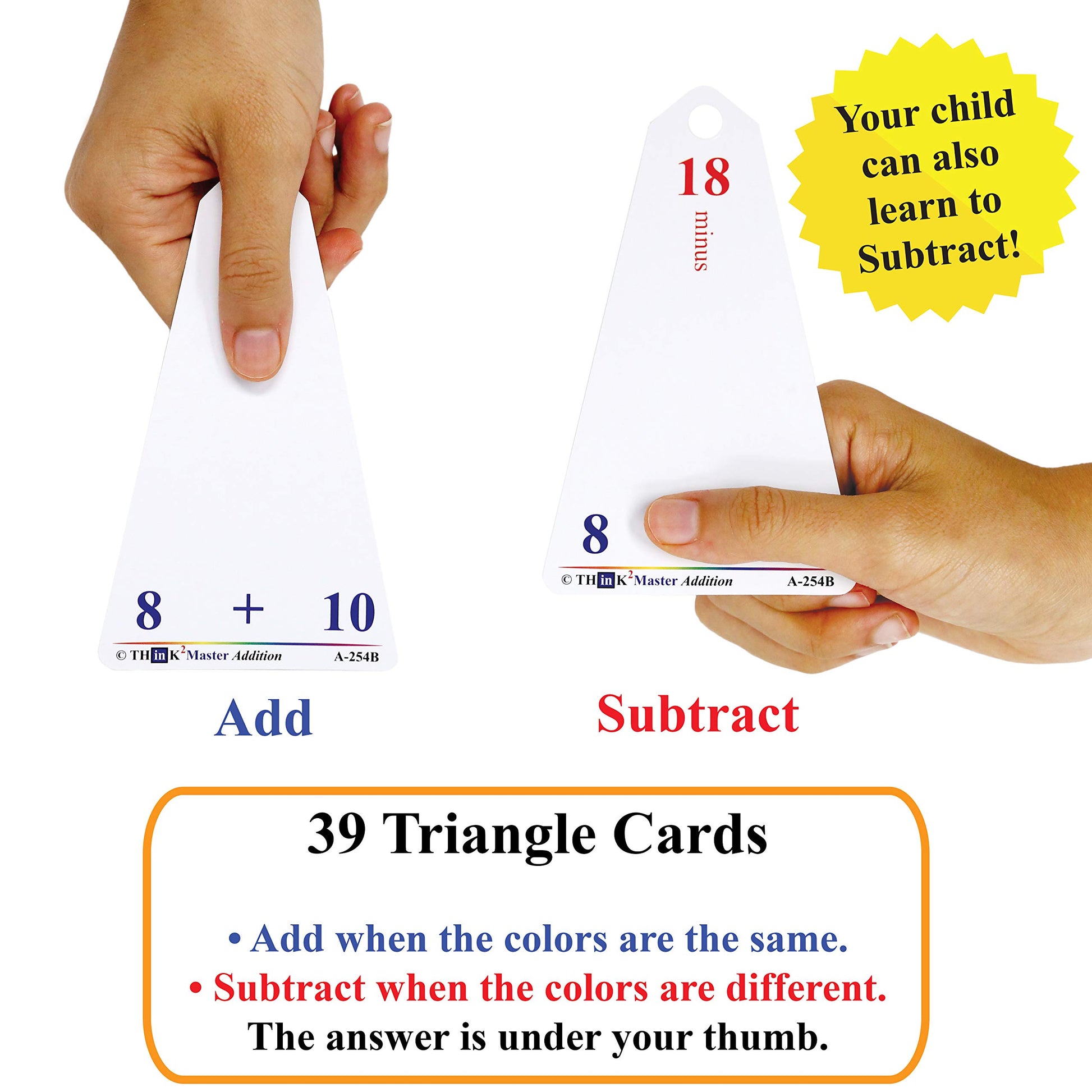 Think2Master Premium Laminated Multiplication Division Addition & Subtraction Triangle Flash Cards | 78 Dry Erasable Flashcards. Includes 2 Rings.