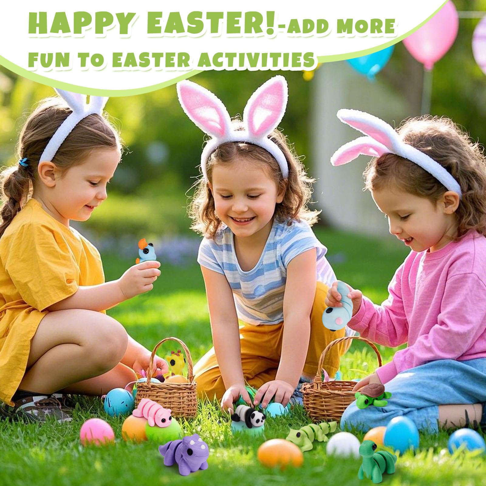 Cessfle Mini 3D Printed Animals Easter for Easter Basket Stuffers, 3D Printed Party Favors Classroom School Prize Rewards Gifts Exchange for Kids Boys