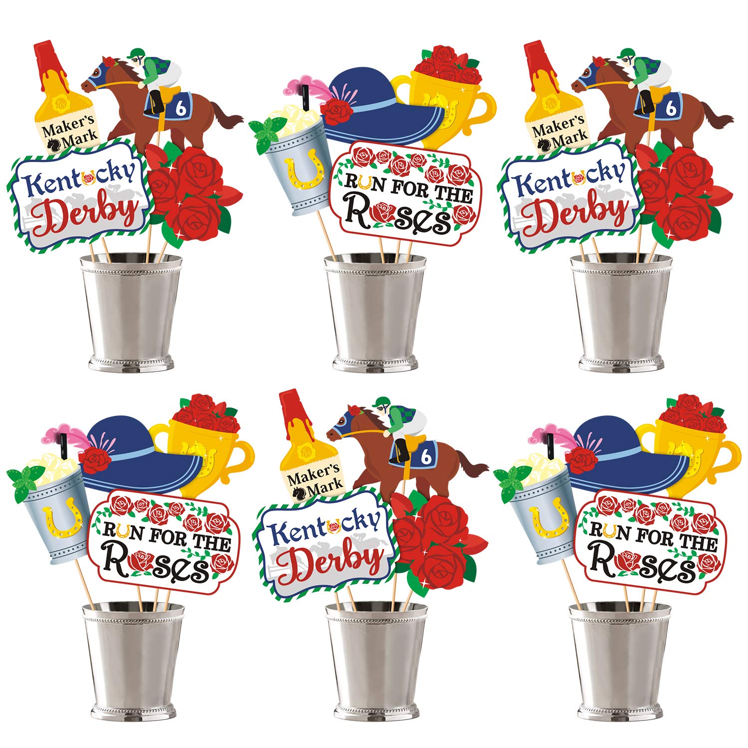 Kitticcino Derby Day Party Supplies Centerpieces Sticks Talk Derby to Me Table Toppers for Horses Race Birthday Party Horse Themed Party Decorations
