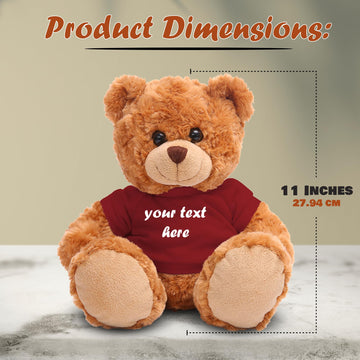 Plushland Teddy Bear 11 Inch, Stuffed Animal Personalized Gift - Great Present for Mothers Day, Valentine Day, Graduation, Birthday,Anniversary, get