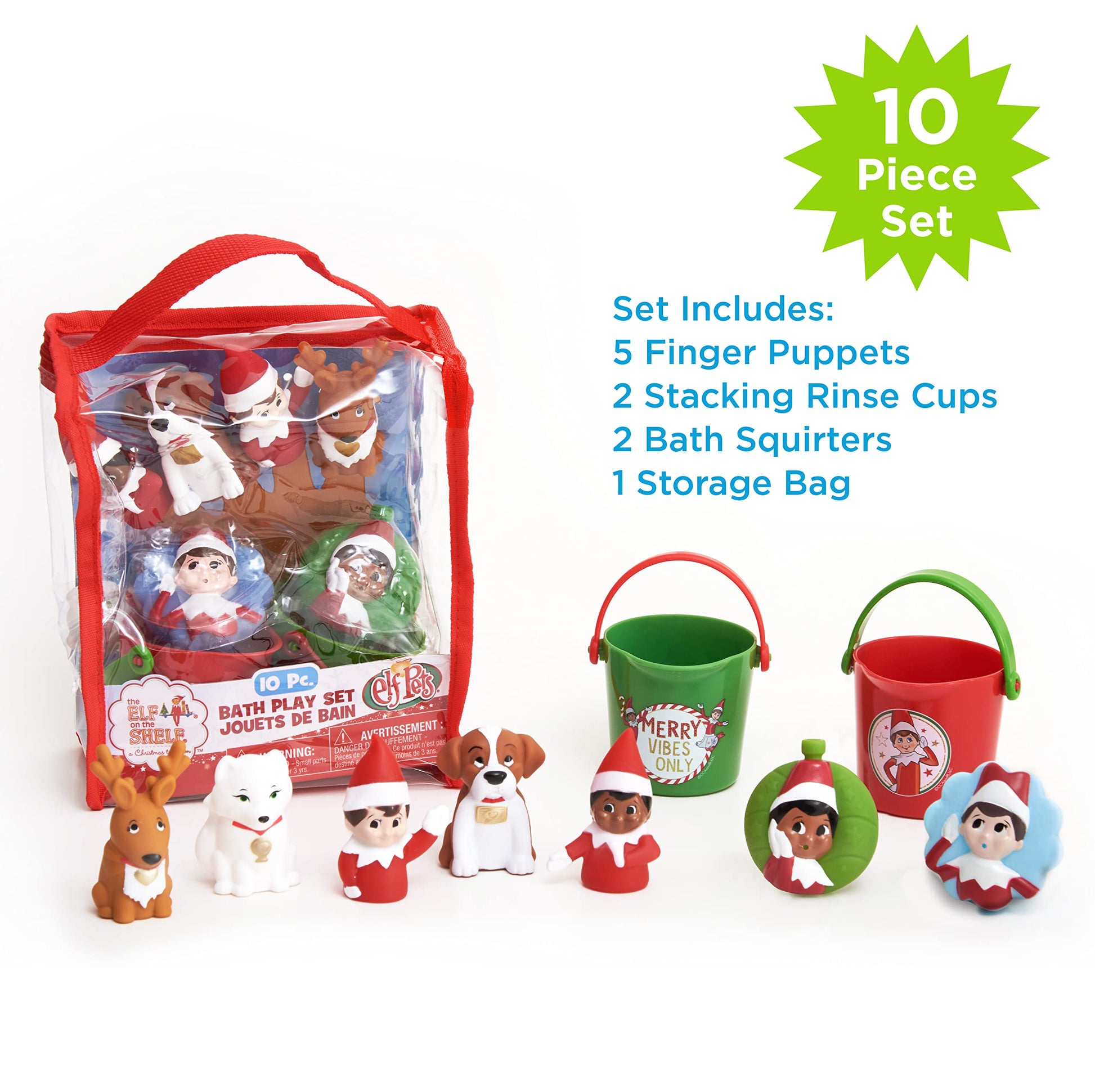 Elf on the Shelf 10 Piece Bath Toy Value Set - Kids Bath Toys