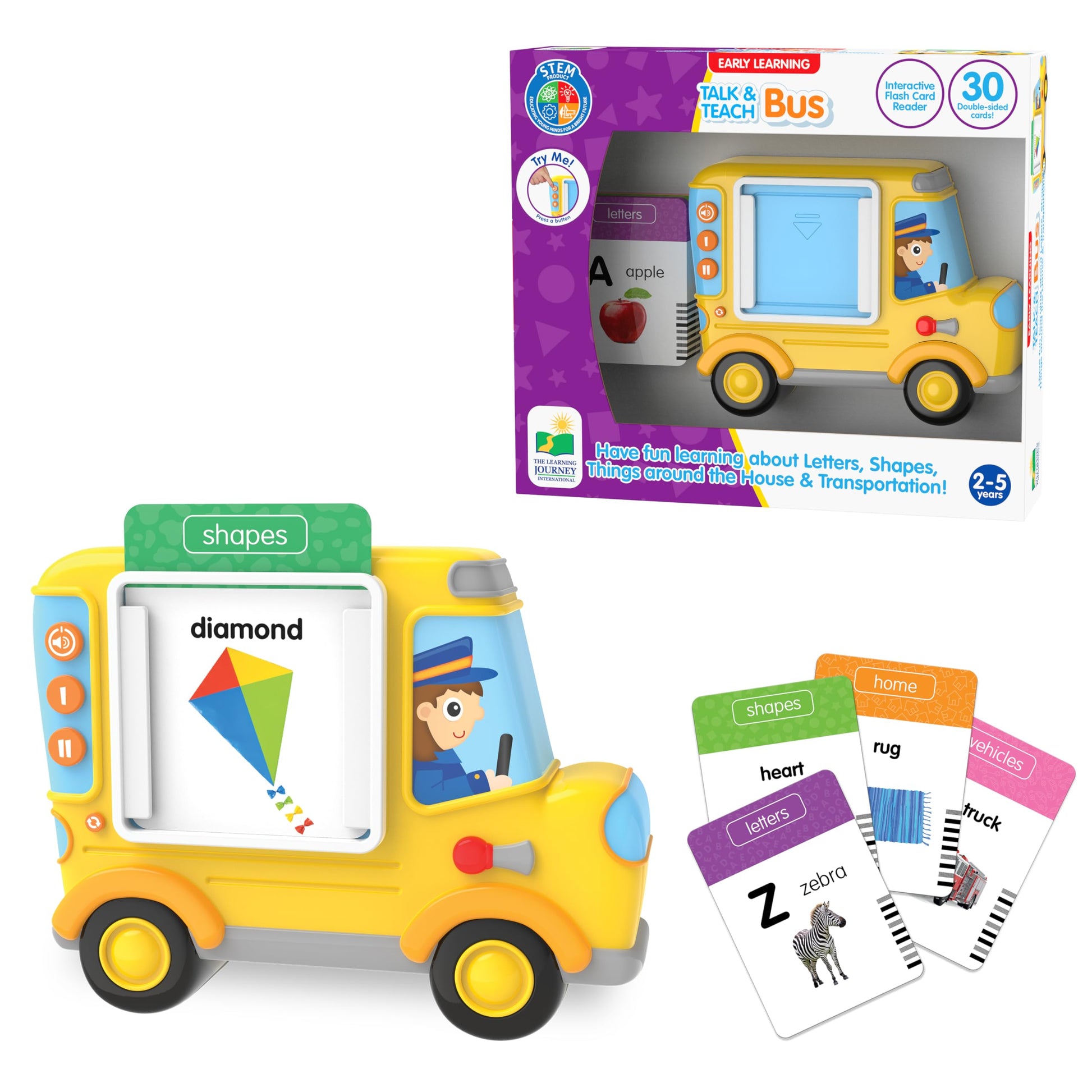 The Learning Journey: Talk & Teach Bus - Have Fun Learning About Letters, Shapes, Things Around the House & Transportation - Award Winning Toys