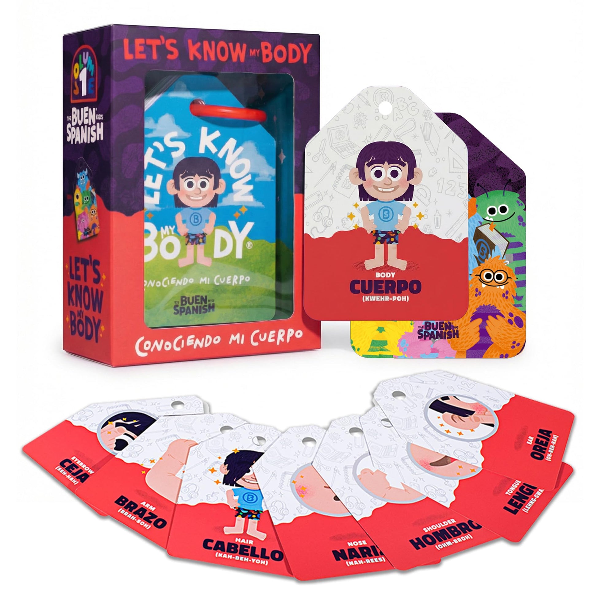 Let’s Know My Body - Bilingual Spanish & English Flashcards for Kids, Beginners, and Adult Learners | Montessori Learning Cards to Teach Body Parts