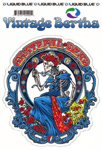 Grateful Dead Vintage Mucha Style Bertha in Blue Dress Transparent Die-Cut Sticker/Decal