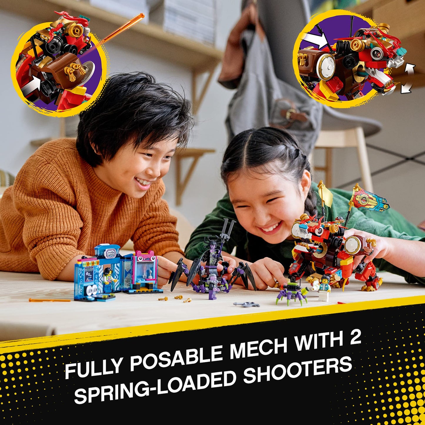 LEGO Monkie Kid: Monkie Kid's Lion Guardian 80021 Building Kit; Cool Mech Toy for Kids; Battle Playset Featuring a Mech, Battle Rig, Buildable Arcade