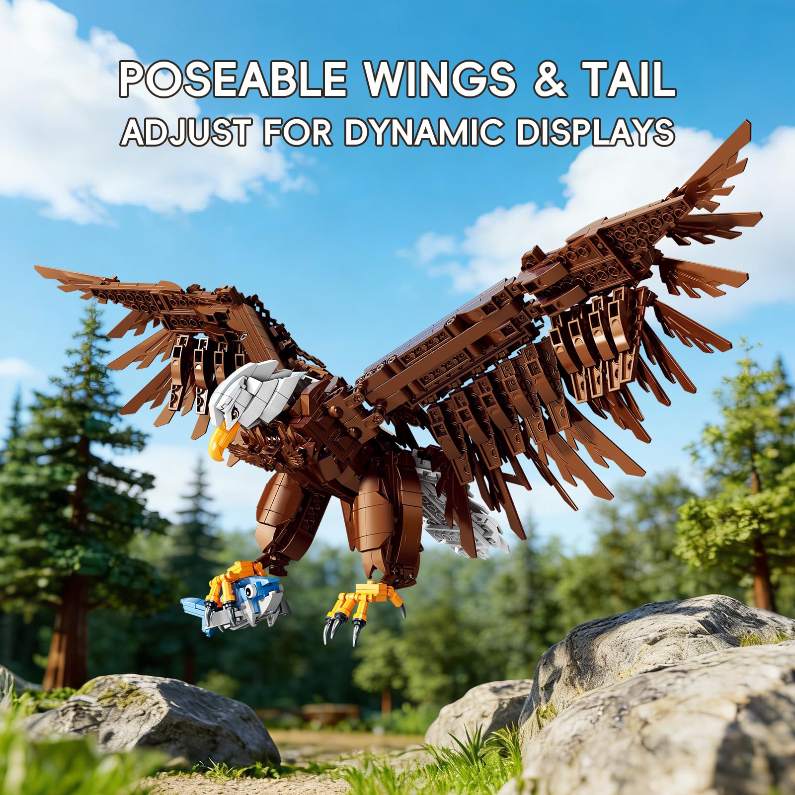 HJPLPXH Bald Eagle Building Blocks Set - Realistic Bird Animal Model, Ideal Gift for Adults & Teens.