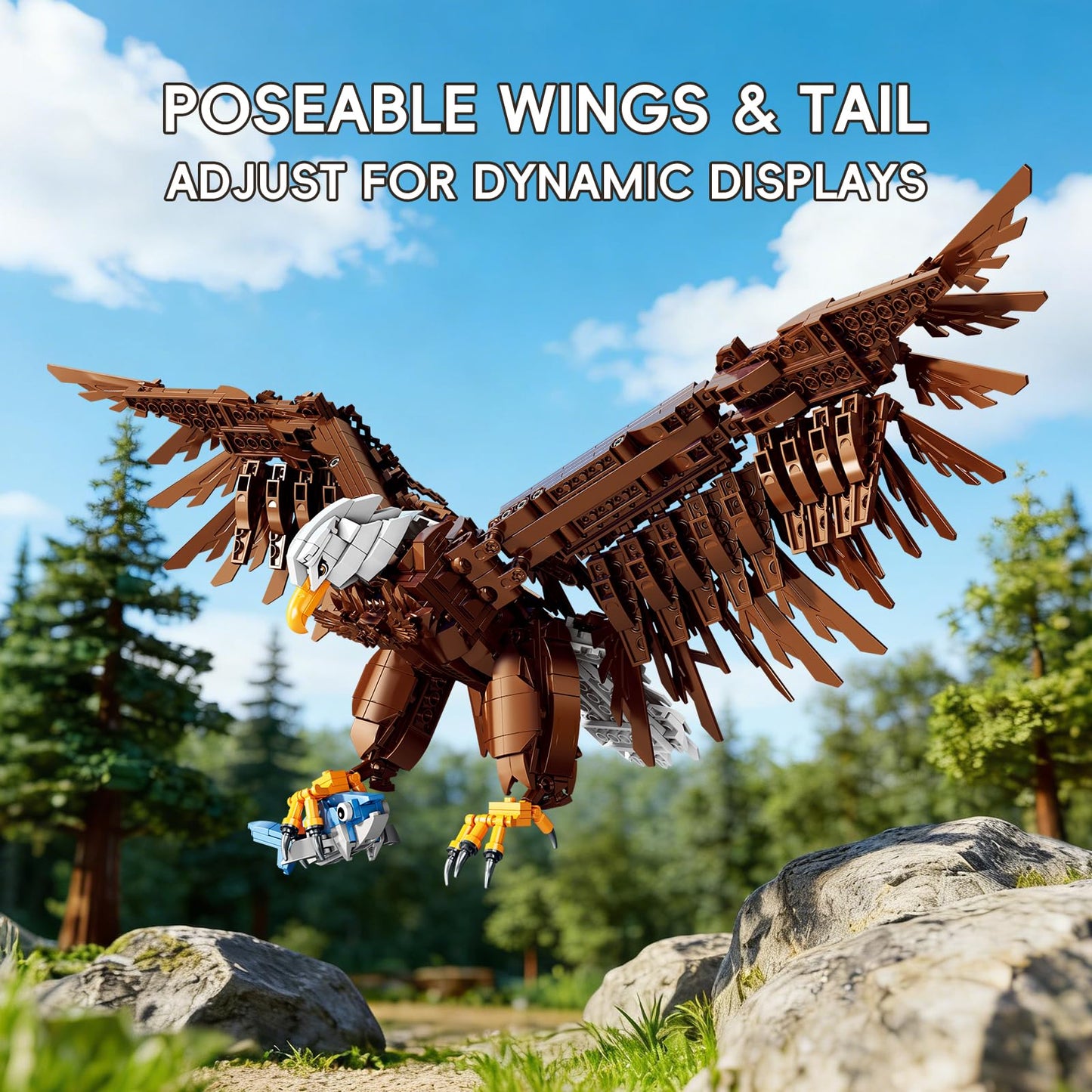 HJPLPXH Bald Eagle Building Blocks Set - Realistic Bird Animal Model, Ideal Gift for Adults & Teens.