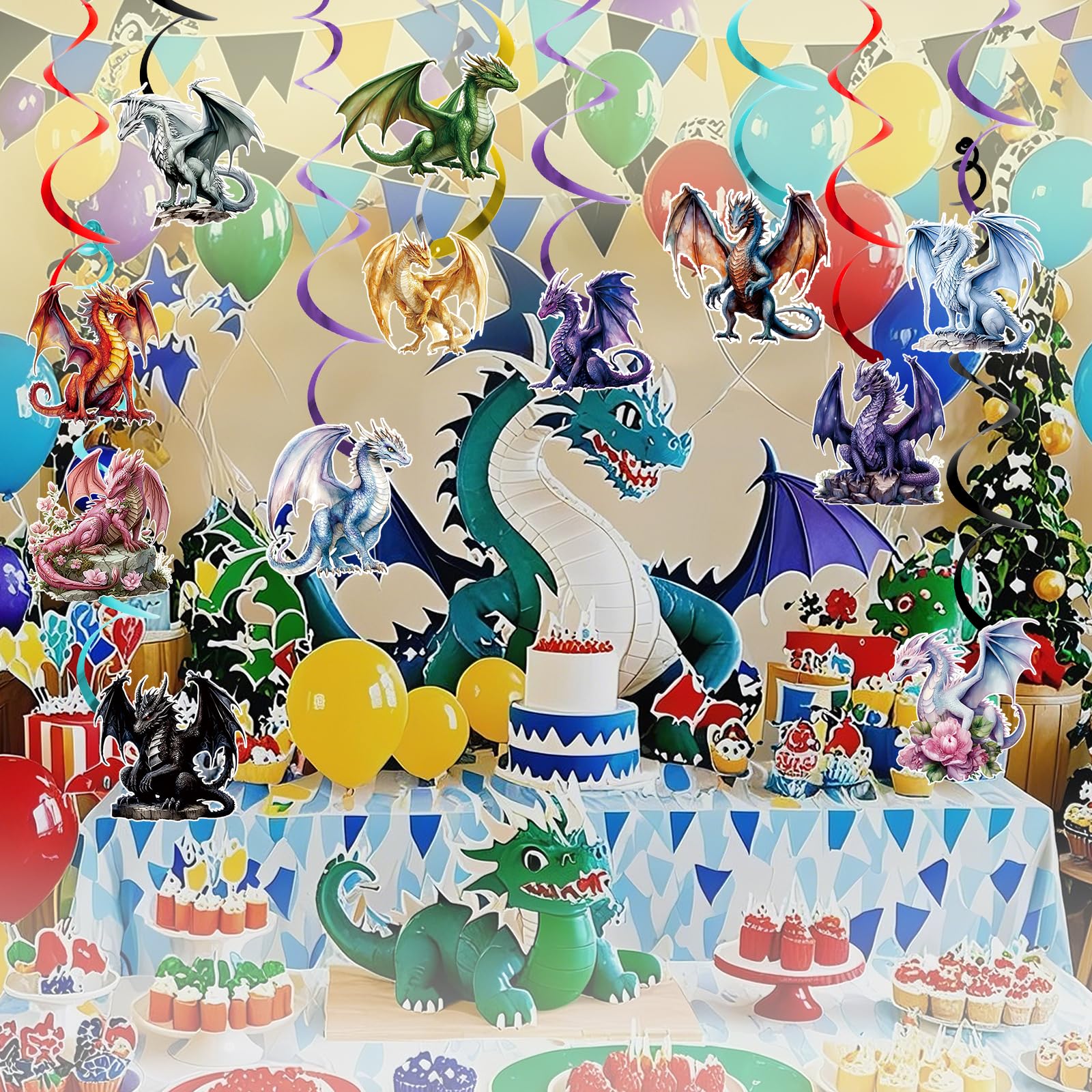 Dragon Birthday Party Decorations - Dragon Party Supplies 12pcs Dragon Theme Birthday Decorations Dragon Party Hanging Swirls