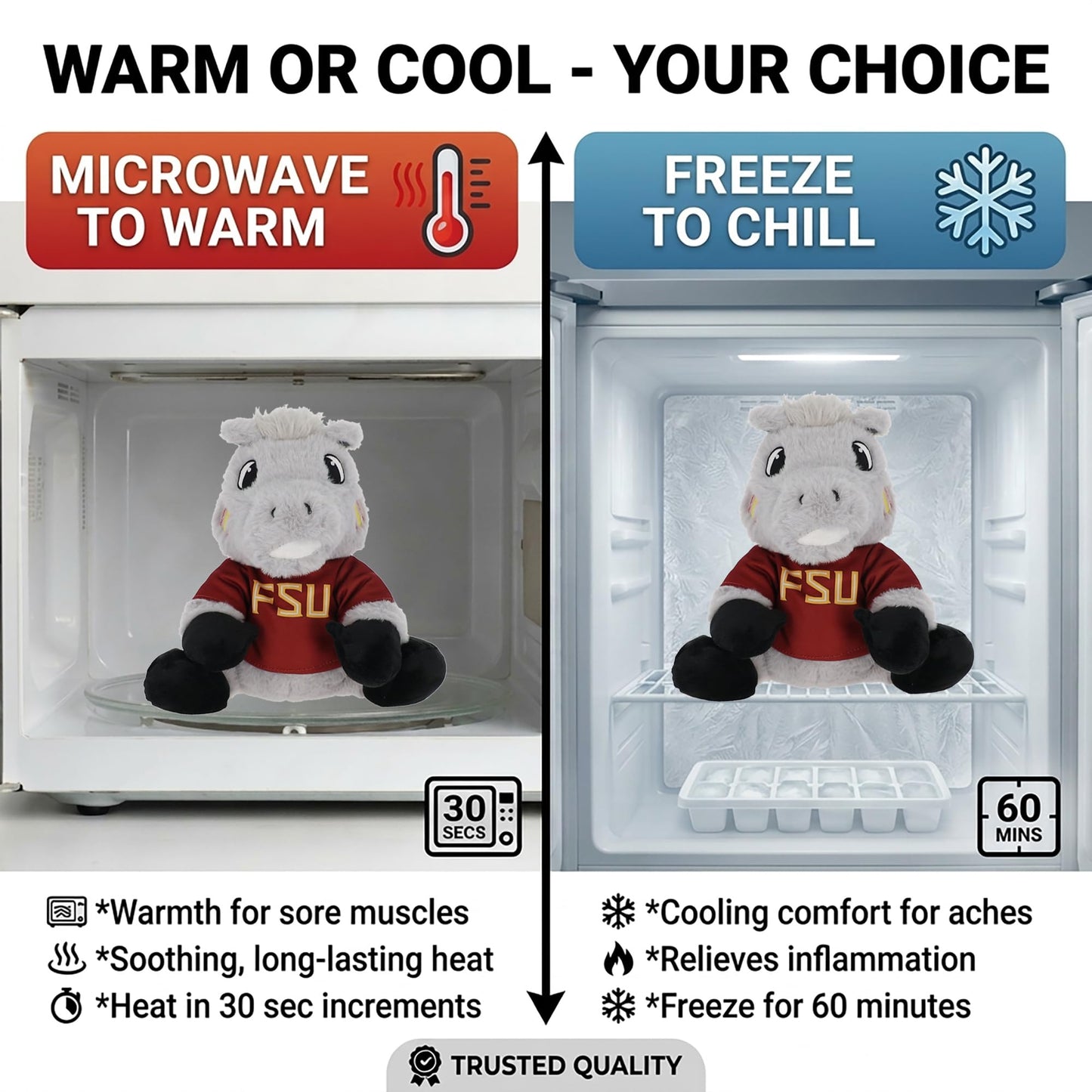 Warm Pals Renegade Florida State Universty Mascot FSU - Heatable Coolable Bedtime Comfort Plushie - 1.5lbs - Cozy Microwavable Lavender Scented Plush