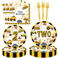 51 Pcs Construction 2nd Birthday Party Supplies Dump Truck Two Years Old Tablecloth Paper Plates Napkins Forks Dinnerware for Construction 2nd