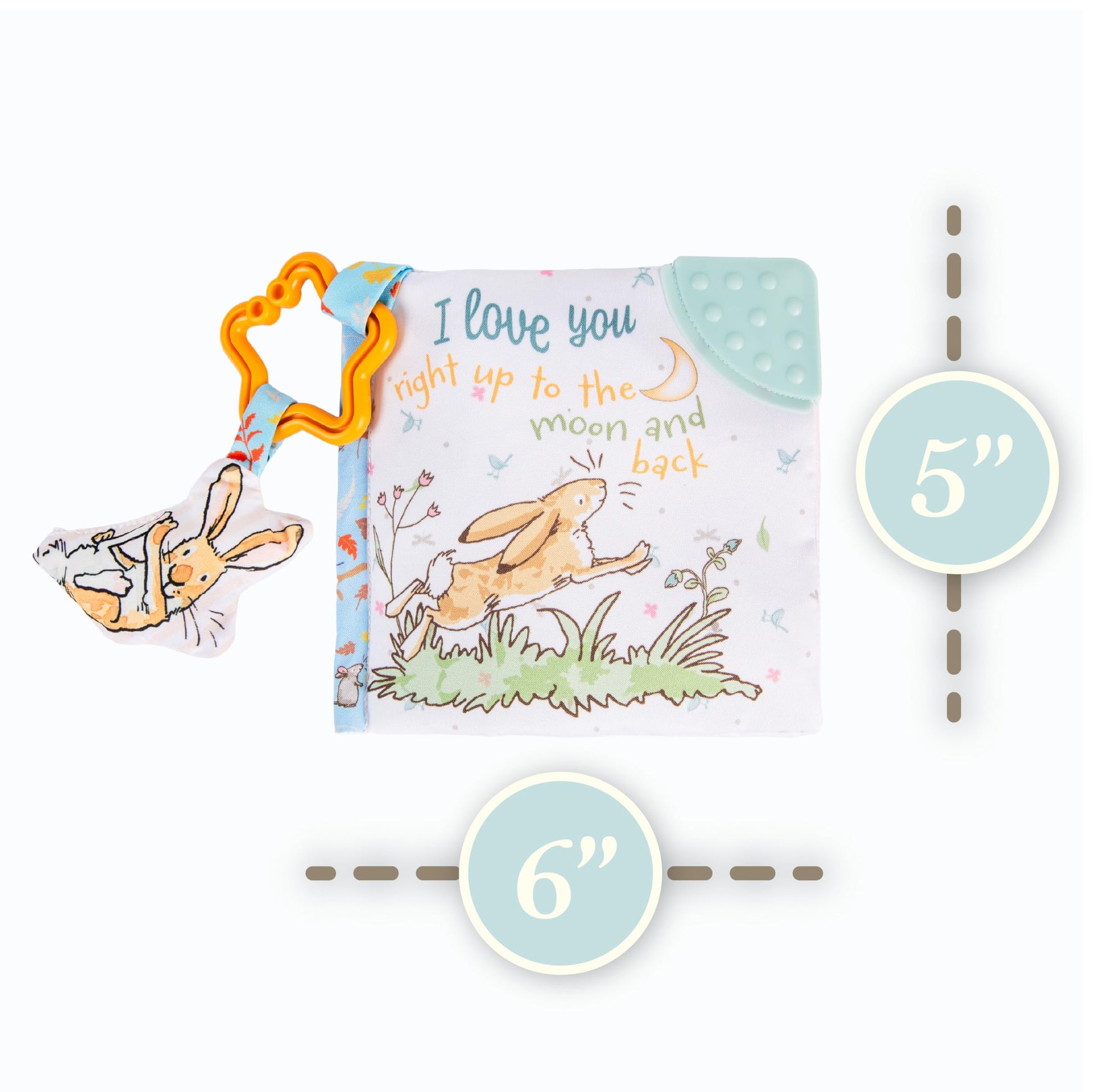 Kids Preferred Guess How Much I Love You… 5 Inch Soft Book Interactive Baby Teether Toy with Crinkle Sounds, Soft Textures, Bright Colors,