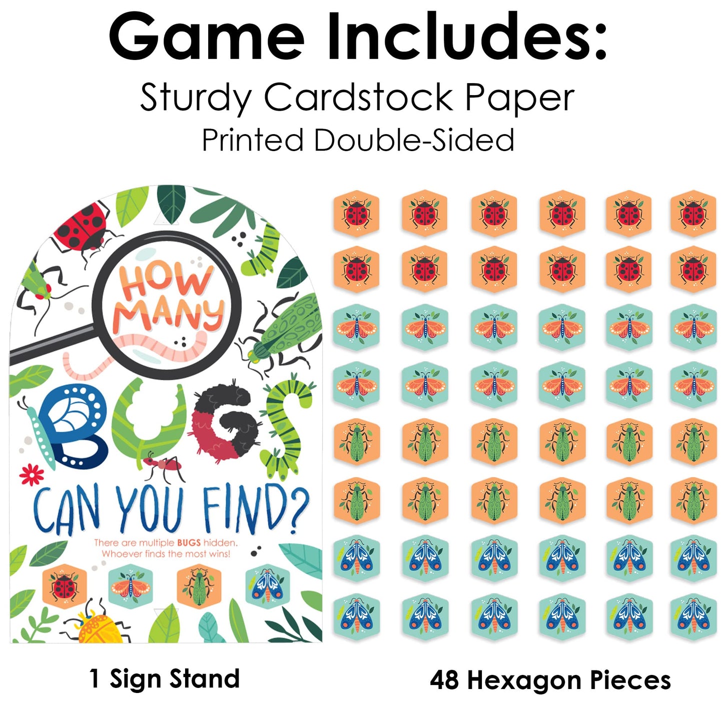 Big Dot of Happiness Buggin' Out - Bugs Birthday Party Scavenger Hunt - 1 Stand and 48 Game Pieces - Hide and Find Game