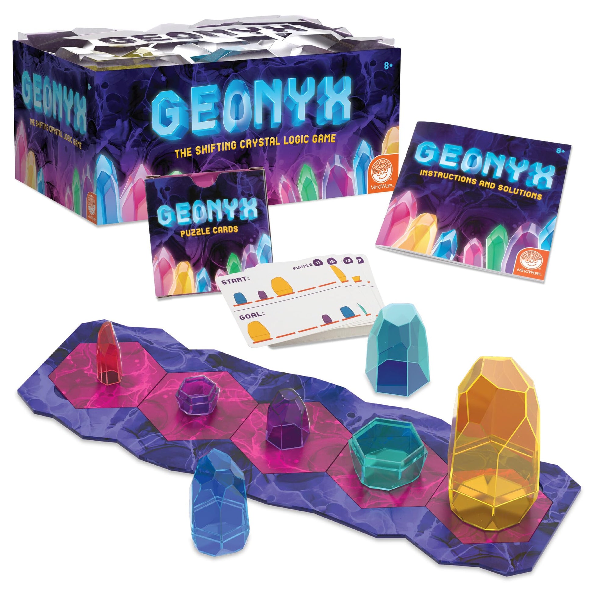 MindWare Geonyx Single-Player Logic Game, Crystal-Shifting Brain Teaser Puzzle with Progressive Challenges for Critical Thinking and Spatial