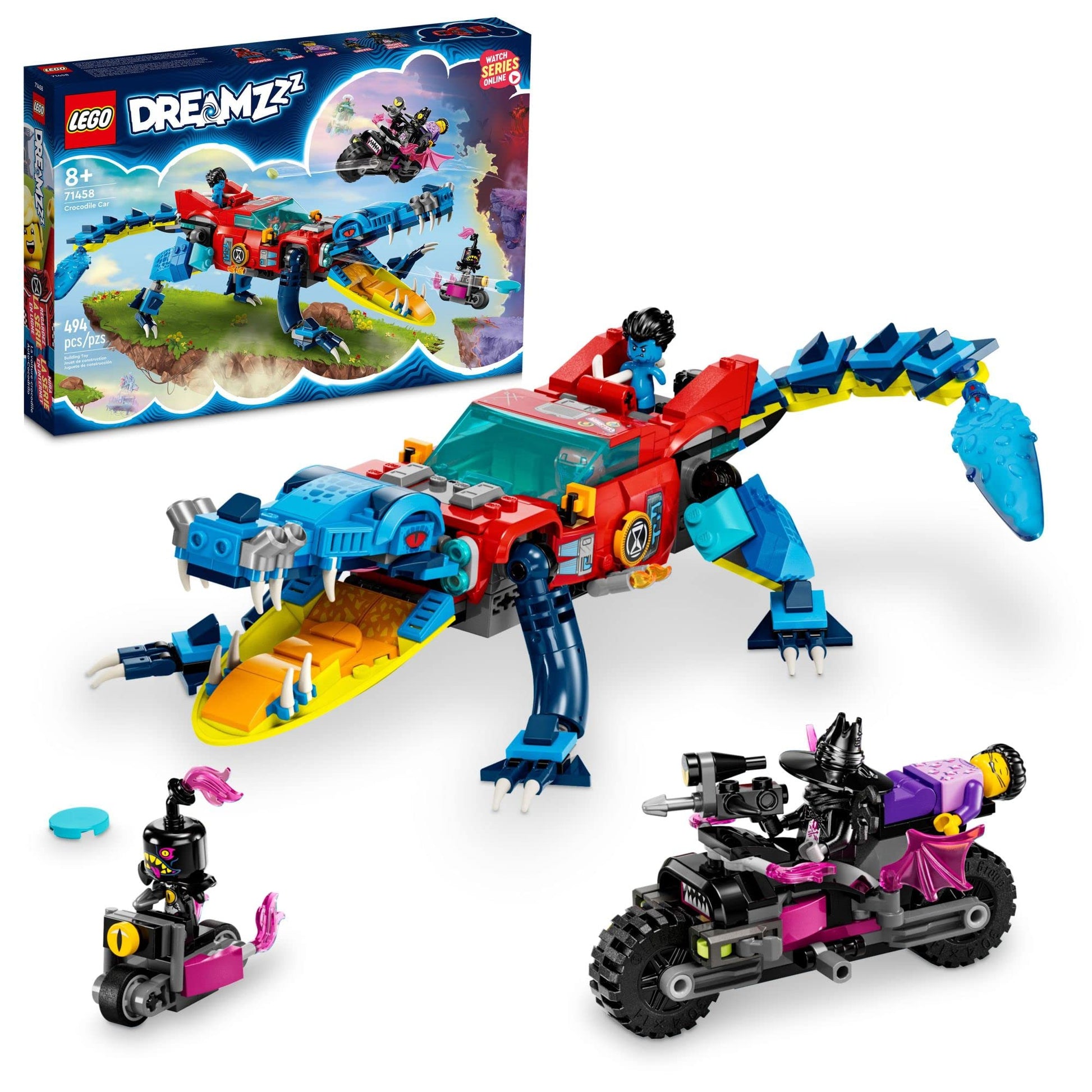 Lego 71458 DREAMZzz Crocodile Car Toy 2-in-1 Build a Dream Monster Truck or Car with Cooper, Jayden and Night Hunter, Gift for Kids, Boys and Girls