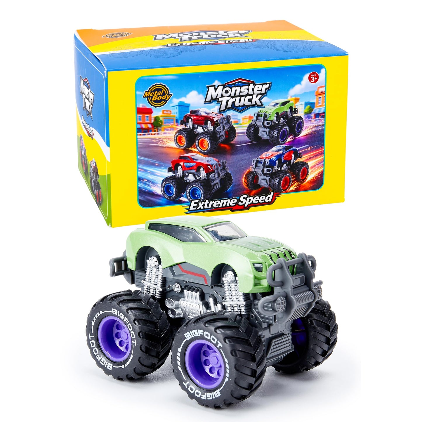 Iridety Movie Superhero 1:64 Scale Monster Trucks Toy Trucks,Metal Body,Giant Wheels, Favorite Characters and Cool Designs, Age 3, 4-8 and Above?Hulk?
