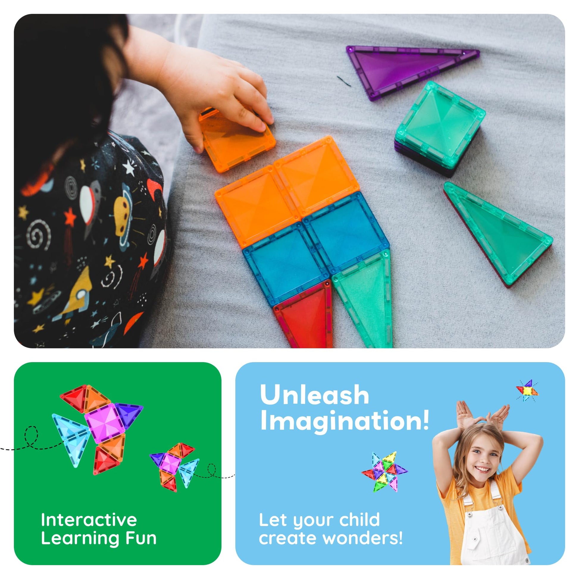 PicassoTiles Magnetic Tiles Building Blocks Mini Size Diamond Series Magnet Toys Travel Size On-The-Go Magnets Construction Sensory Toys Gifts