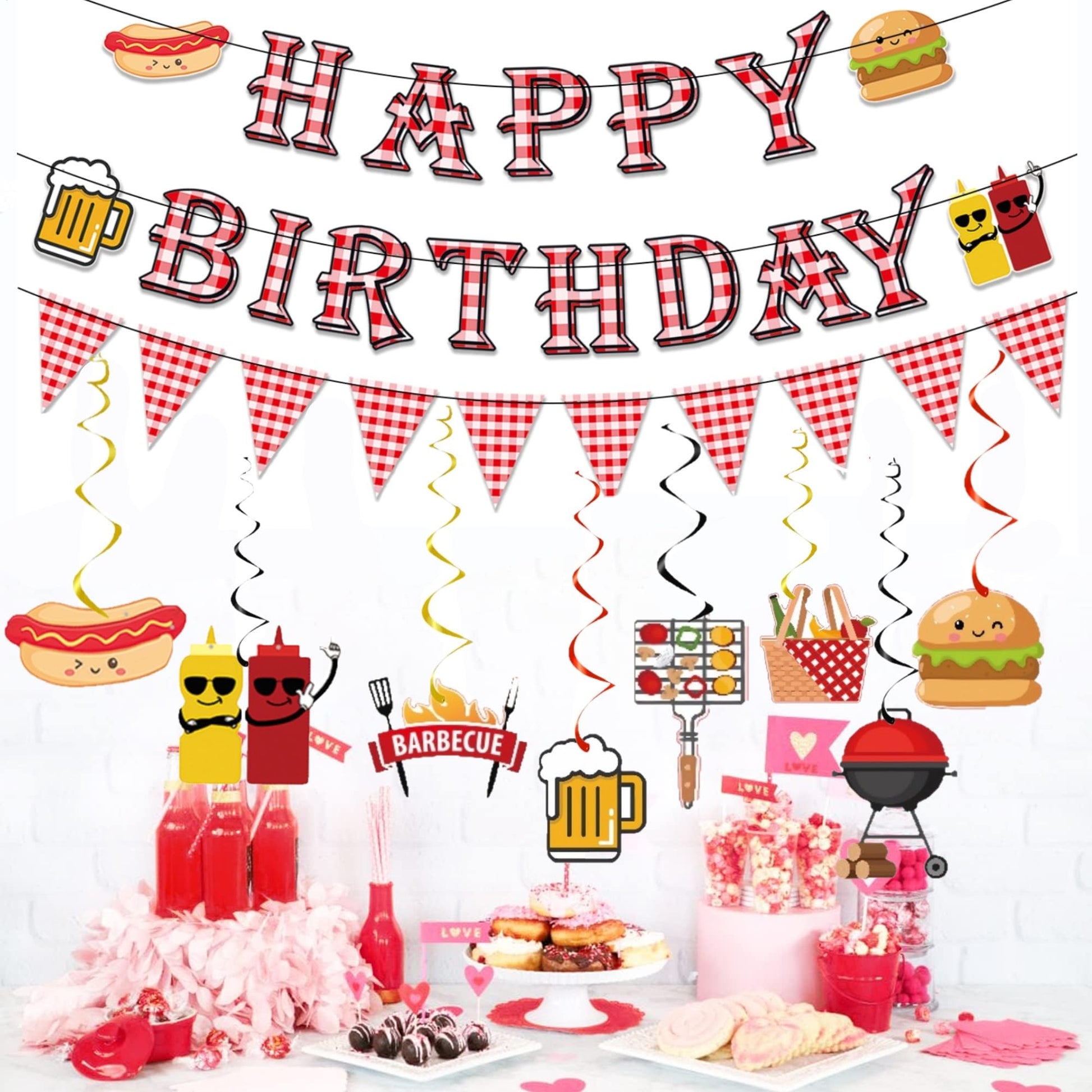 BBQ Themed Birthday Party Decorations,for Summer Cookout Barbecue Picnic Birthday Party Decor Supplies
