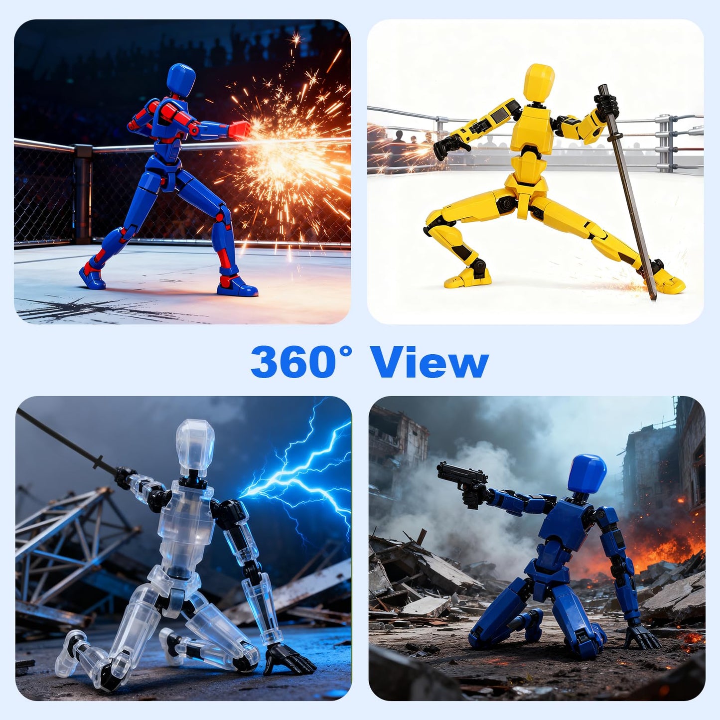 Pthjswj T13 Action Figure Set, 8PCS Already Assembled, Movable Multi-Joints
