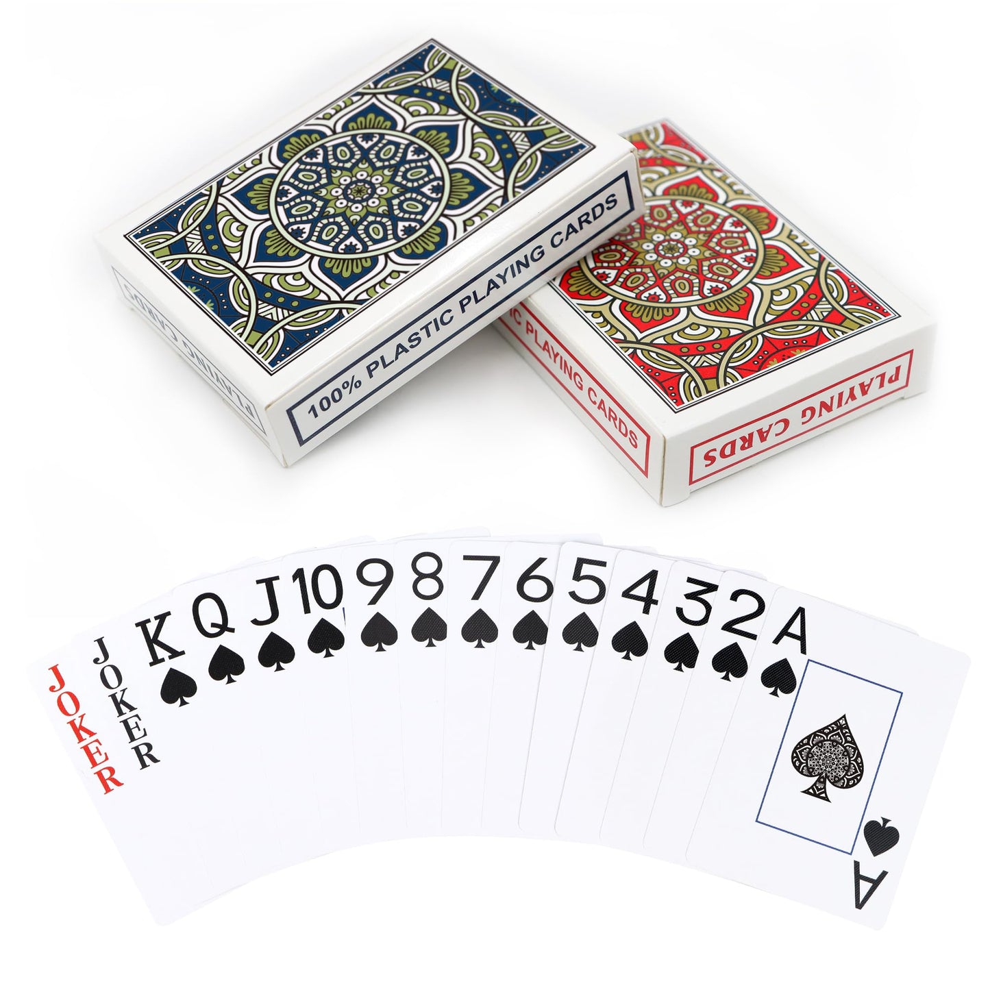 Metsyth Plastic Playing Cards 2 Pack Waterproof Poker Card,Jumbo Large Print Playing Cards for Adults Seniors,2 Decks of Cards Set Poker Size Cards