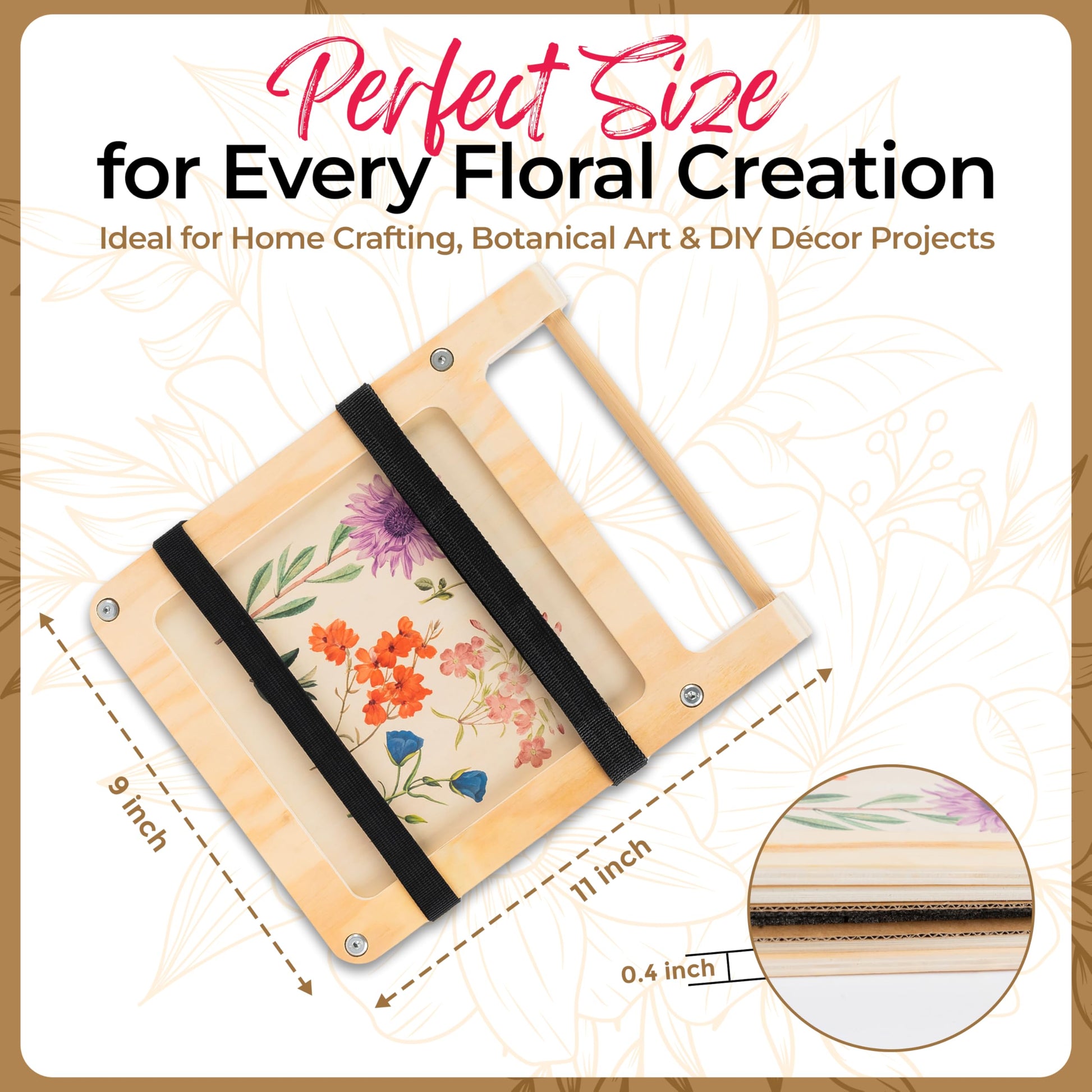 PetalFleur Flower Press Kit for DIY Crafting | Complete Set with Scissors, Utility Knife, Storage Bag, Cardboard & Foam Pads | Perfect for Nature