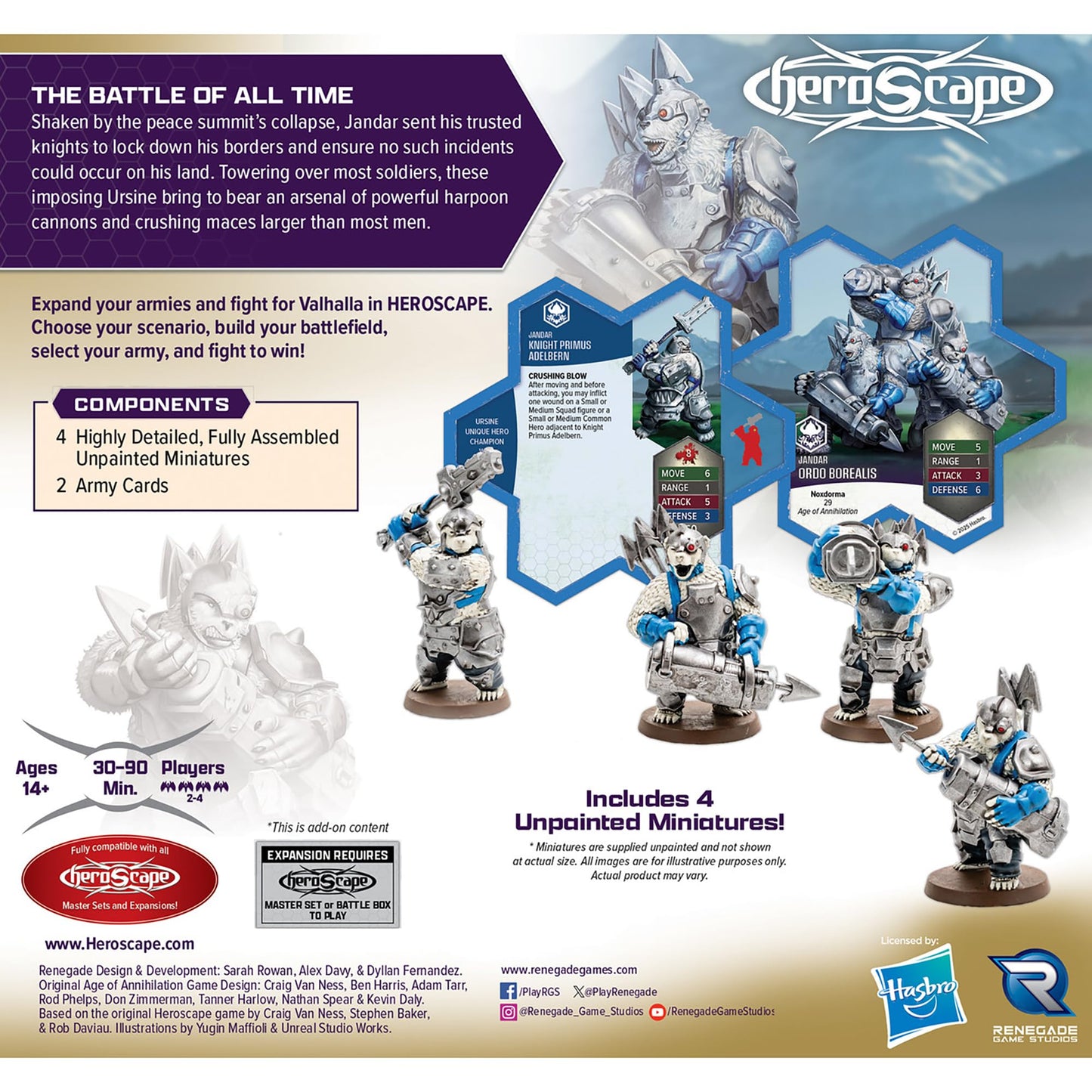 Renegade Game Studios Heroscape Age of Annihilation Knight Primus Adelbern & Ordo Borealis Army Expansion Board Game
