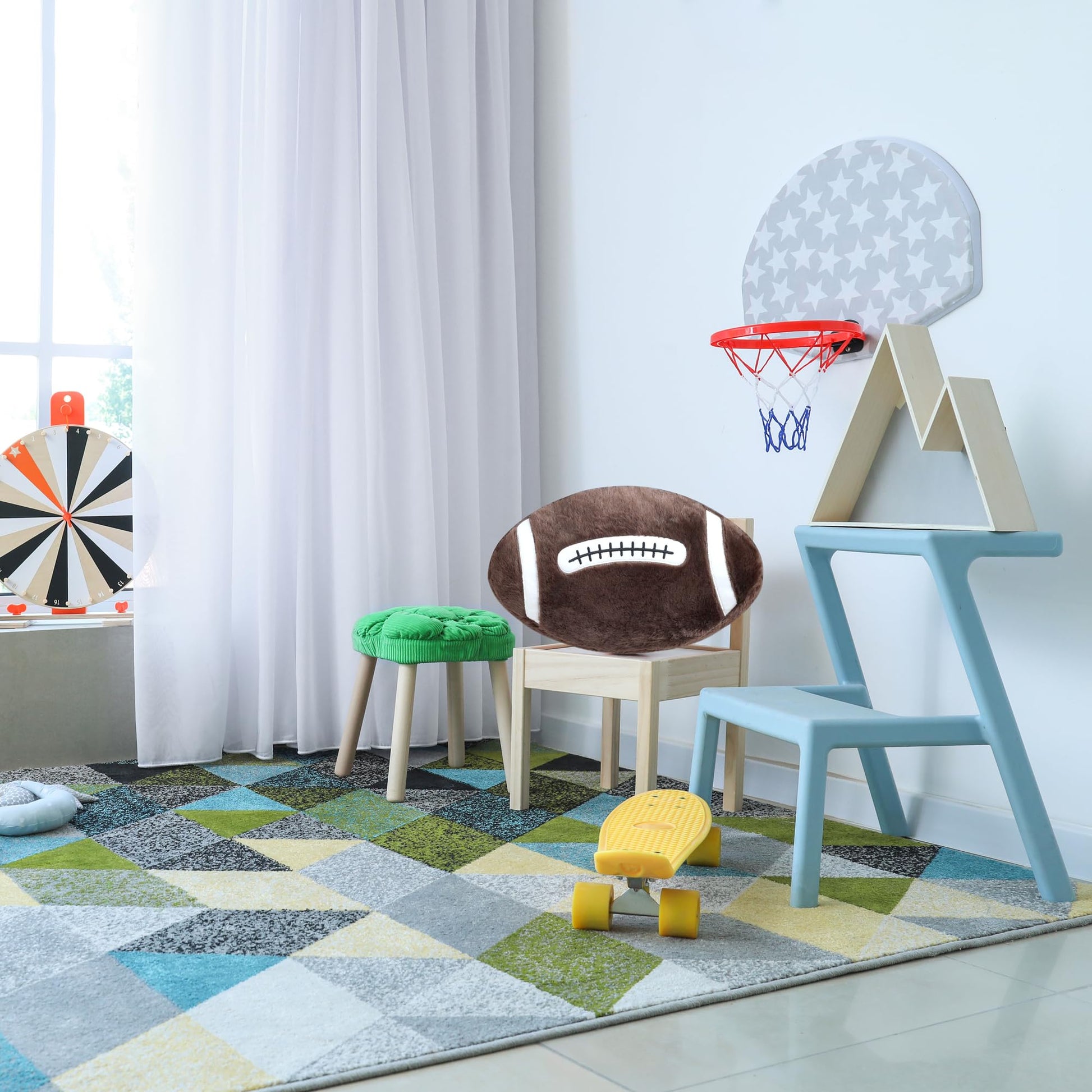 CHORONMO Football Throw Pillow Fluffy Sport Stuffed Football Pillow Soft Durable Sports Toy Gift for Kids Room Decor Winter Style