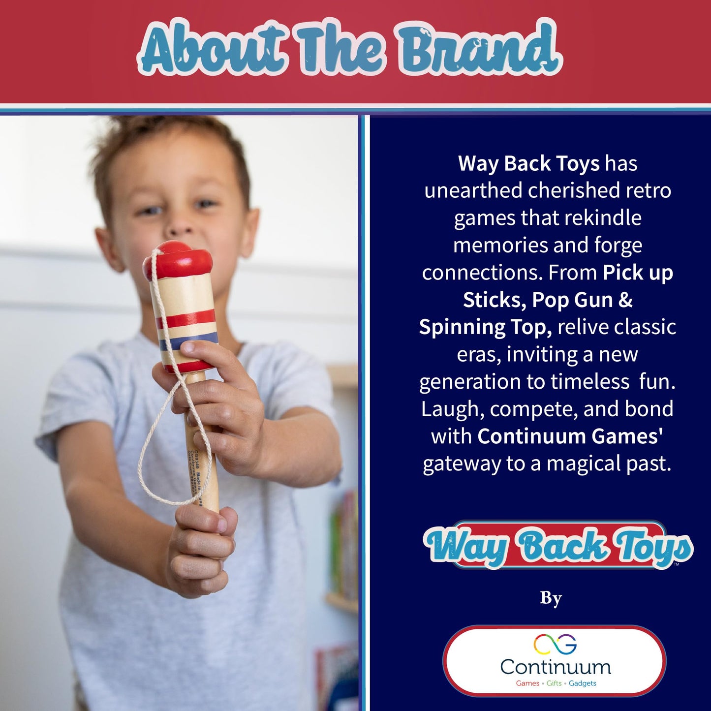 Continuum Games Way Back Toys Wooden Ball Catch, Game of Steady Hands and Skill, Novelty Family Fun Game for Ages 5 and up