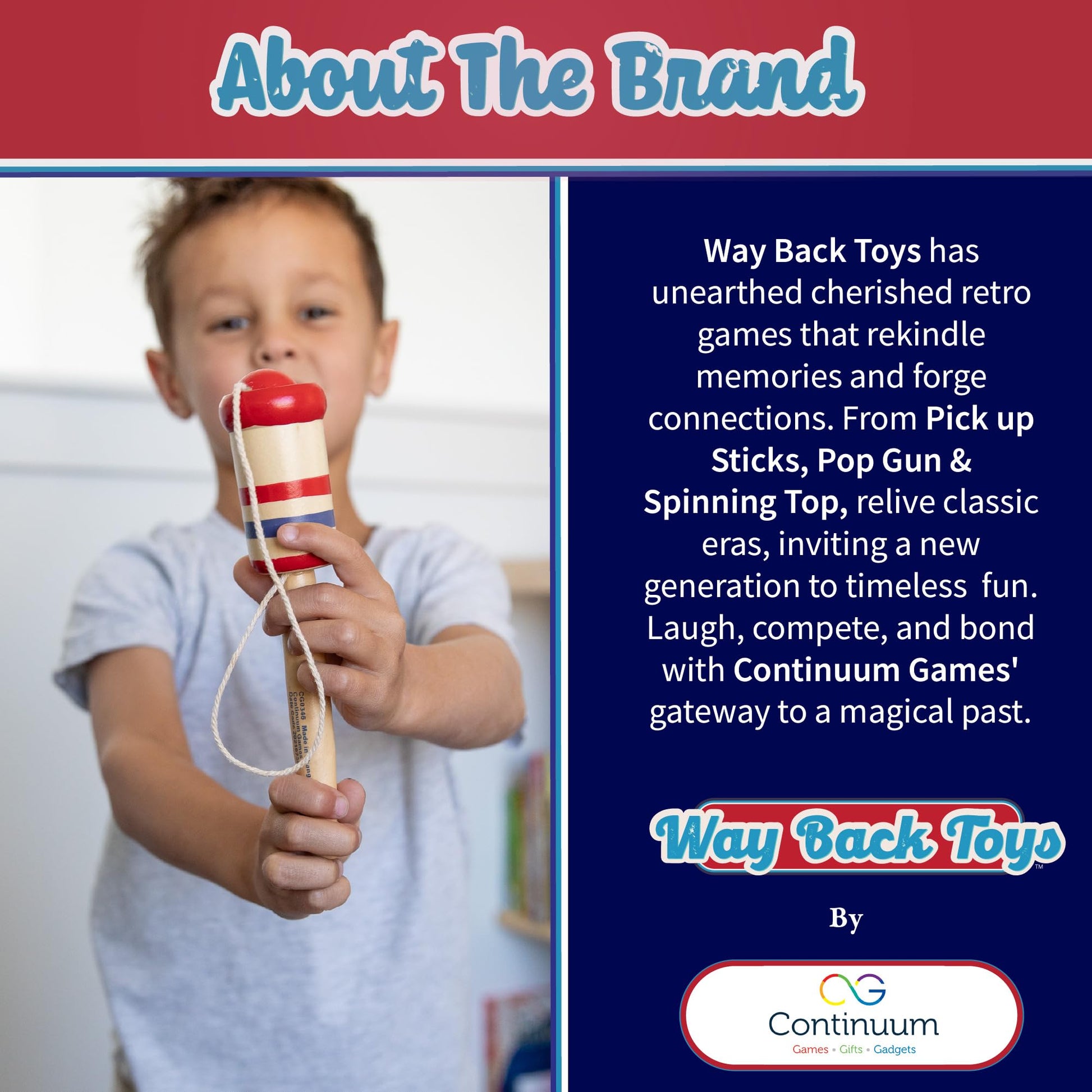 Continuum Games Way Back Toys Wooden Ball Catch, Game of Steady Hands and Skill, Novelty Family Fun Game for Ages 5 and up