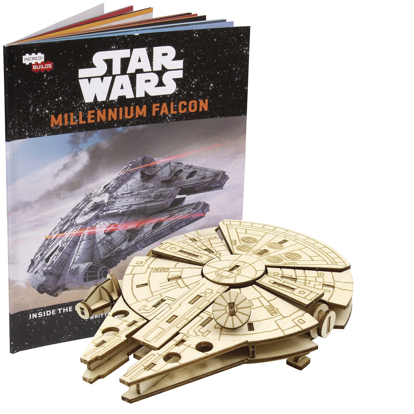 IncrediBuilds Star Wars Millennium Falcon 3D Wood Puzzle No Glue Needed (61 Pcs) Build & Paint 3-D Movie Model Figure Kit Replica Toy - Officially