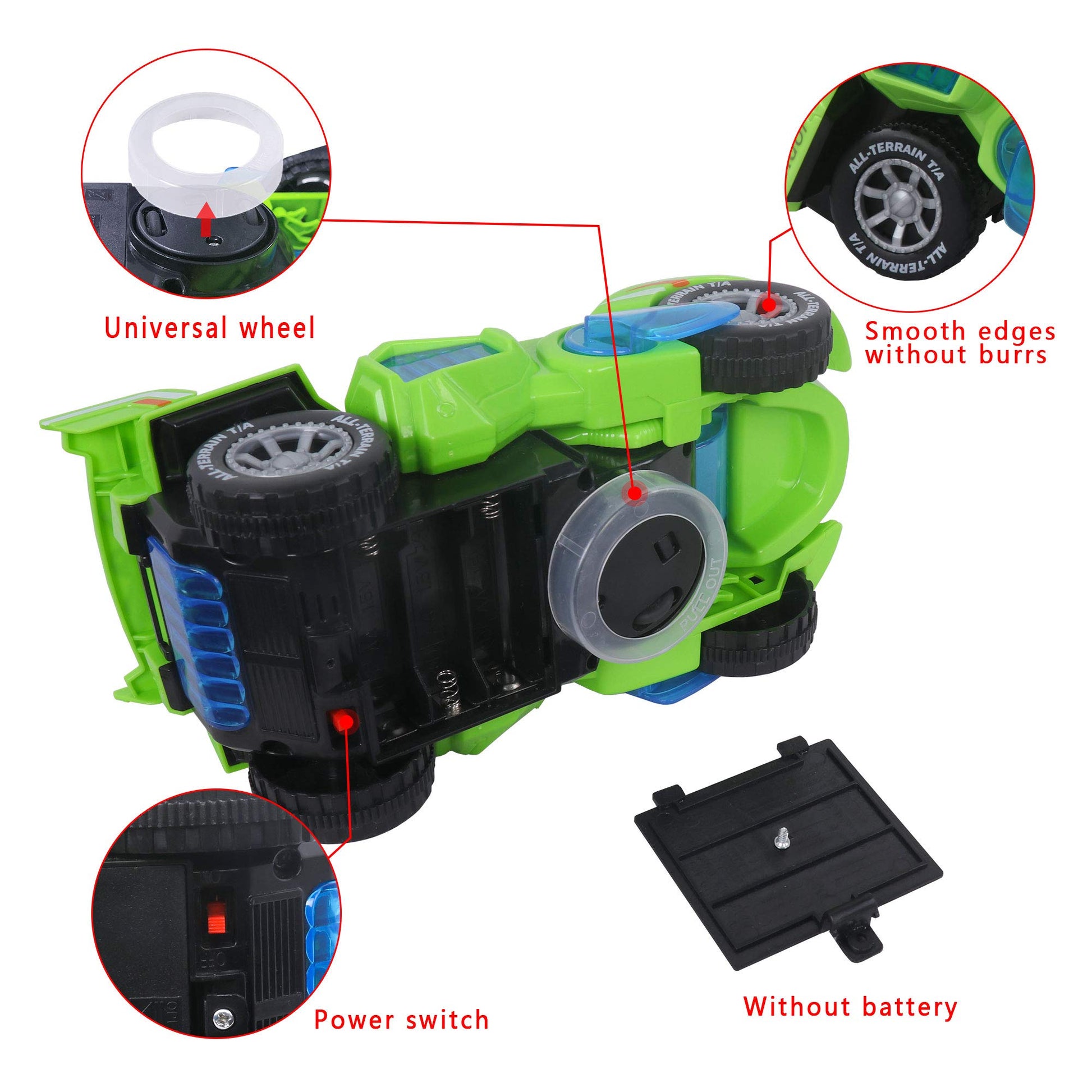 huwairen Toys for 3-6 Year Old Boys Transforming Car Toys with LED Light and Music Dinosaur Toy Birthday Gifts for 4 5 6 7 Year Old Boy (Green)