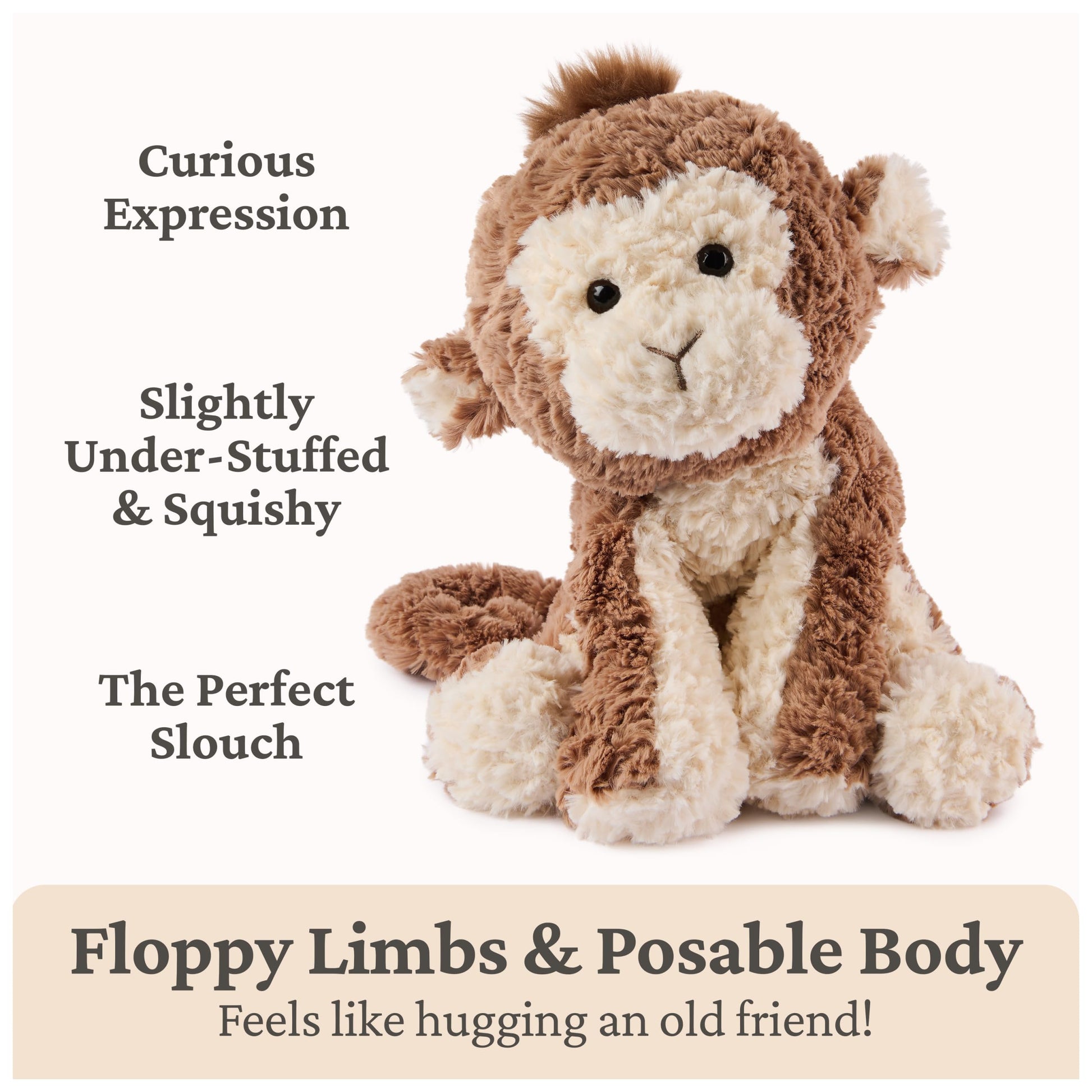 GUND Cozys Collection Monkey Plush, Monkey Stuffed Animal for Ages 0 and Up, Brown, 10”