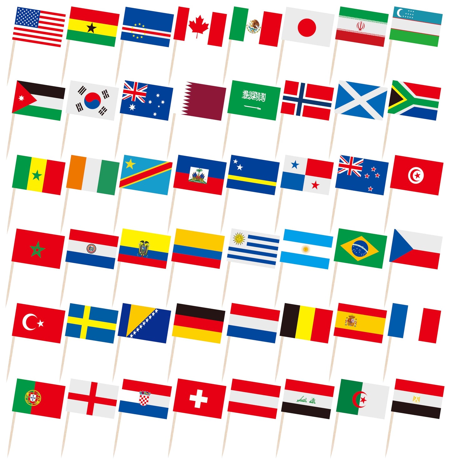 ZXvZYT 48 Country Flag 2026 Patriotic National Soccer Toothpick Flags,Small Mini Countries World Cupcake Toppers Stick flags - Soccer Party Cocktail