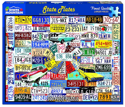 White Mountain Puzzles State Plates - 500 Piece Jigsaw Puzzle