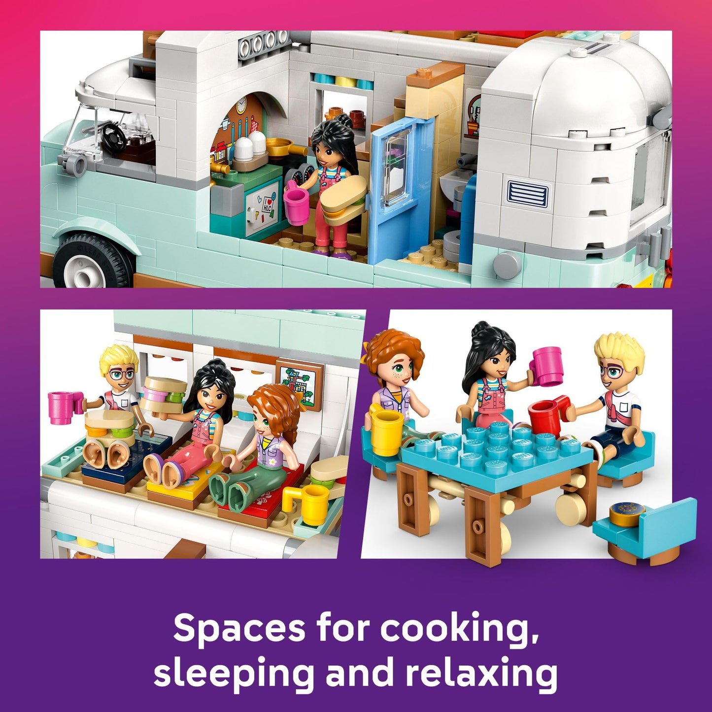 LEGO Friends Friendship Camper Van Adventure Toy Building Set - Pretend Play Set for Kids, Girls and Boys, Ages 7+ - Gift Idea for Birthday - with 3