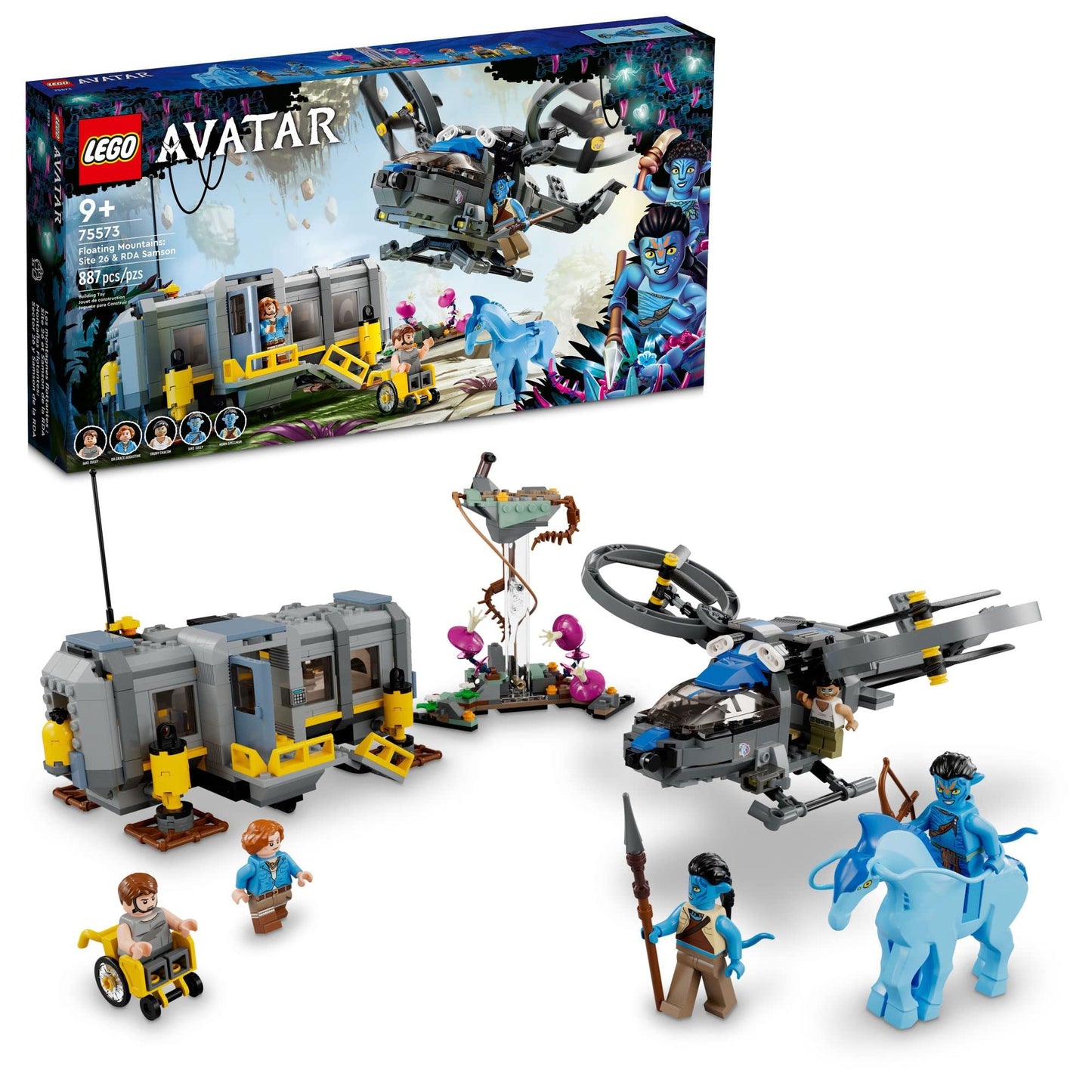 LEGO Avatar Floating Mountains Site 26 & RDA Samson 75573 Building Set - Helicopter Toy Featuring 5 Minifigures and Direhorse Animal Figure, Movie