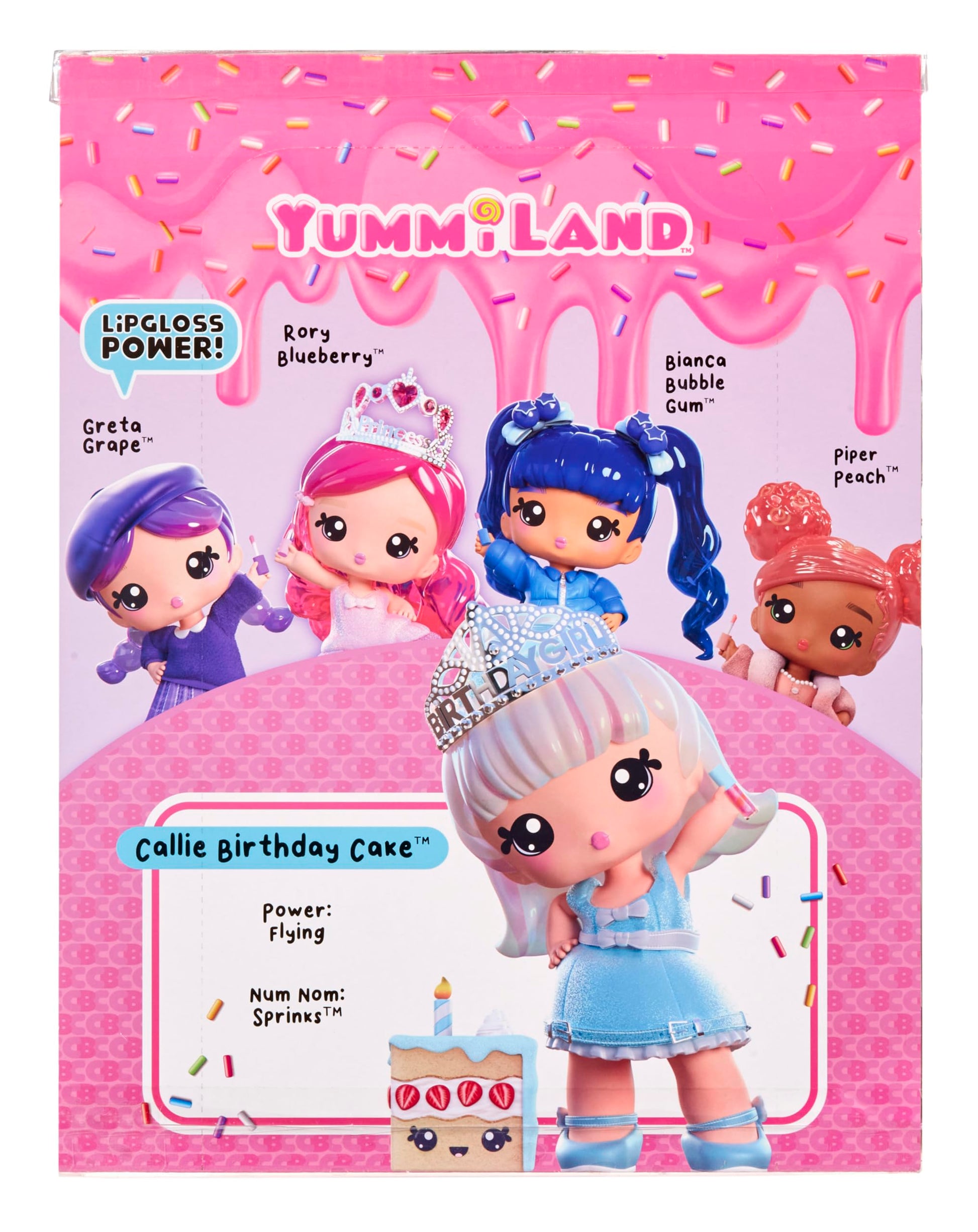 Yummiland Large Doll + Lipgloss Pet- Callie Birthday Cake, Age 4+