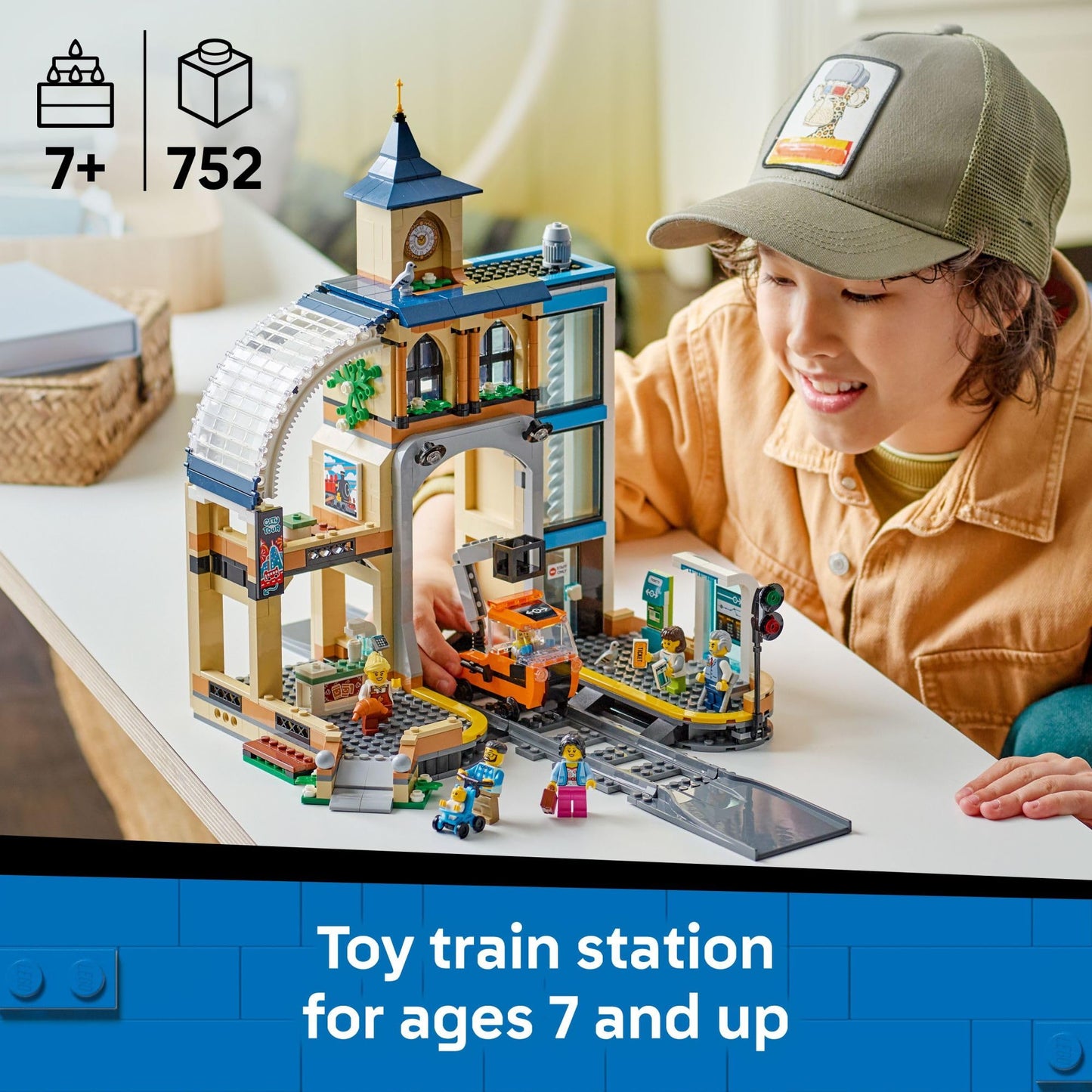 LEGO City Central Train Station Building Toy - Multi-Level Pretend Play Set for Boys & Girls, Ages 7+ - Building Blocks for Kids - Gift Idea