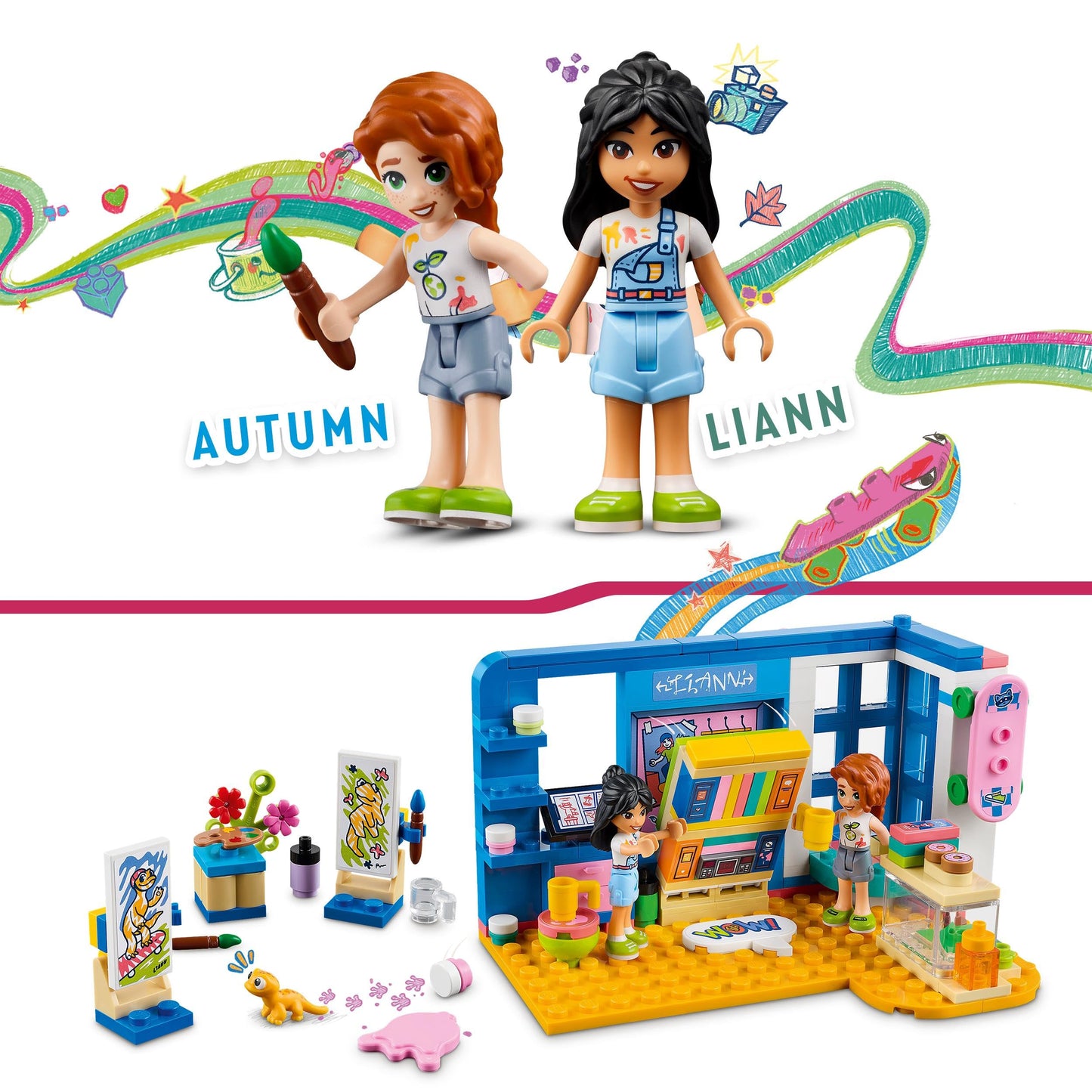 Lego Friends Liann's Room 41739, Art-Themed Bedroom Playset with Liann & Autumn Mini-Dolls, Collectible Toy for Girls and Boys 6 Plus Years Old