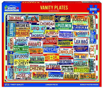 White Mountain 1000 Piece Jigsaw Puzzle State License, Vanity Plates