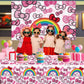 3Pcs Pink Bow tie Happy Birthday Decorations, Cartoon Cat Birthday Party Tablecloth, Disposable Rectangle Table Cover for Girls Party Theme