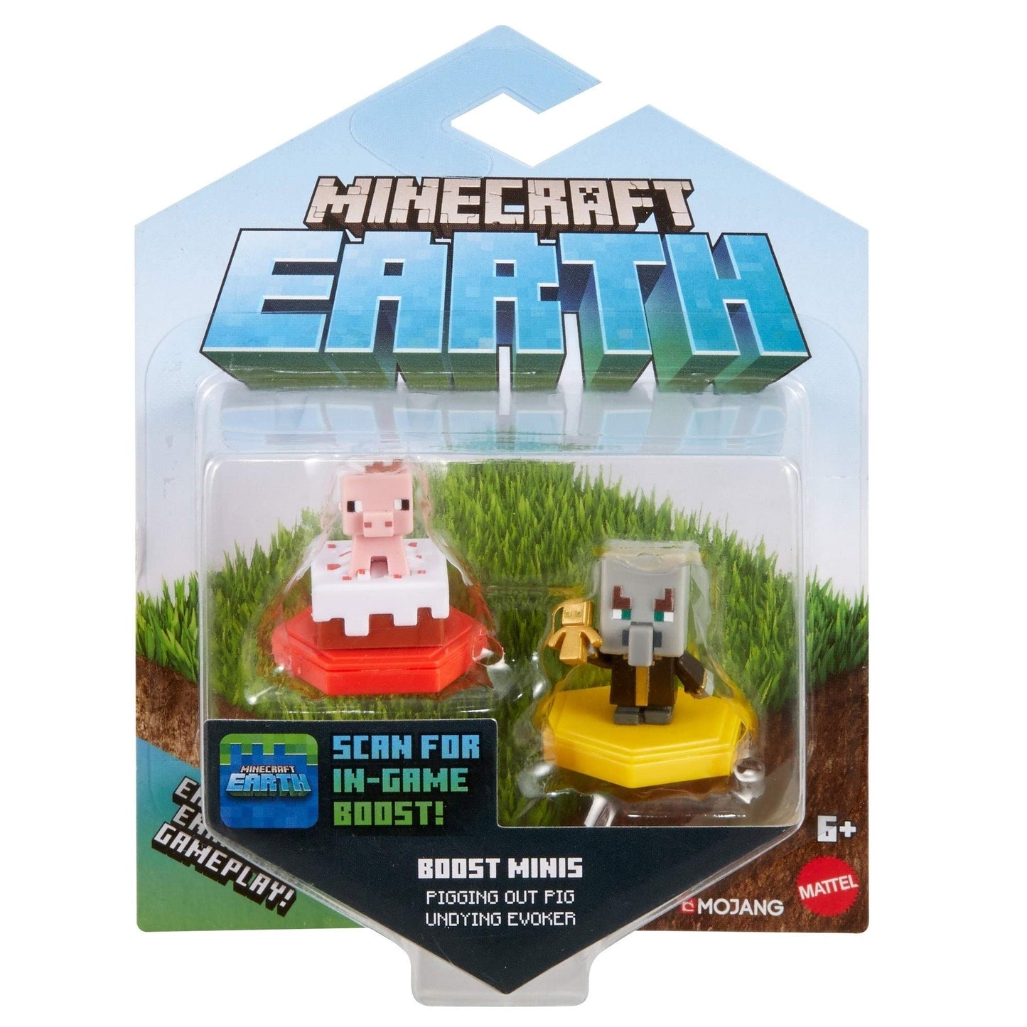 Mattel Minecraft Earth Boost Mini Action Figures 2-Pack, Set with NFC-Chip Toys, Earth Augmented Reality Mobile Game, Based on Minecraft Video Game