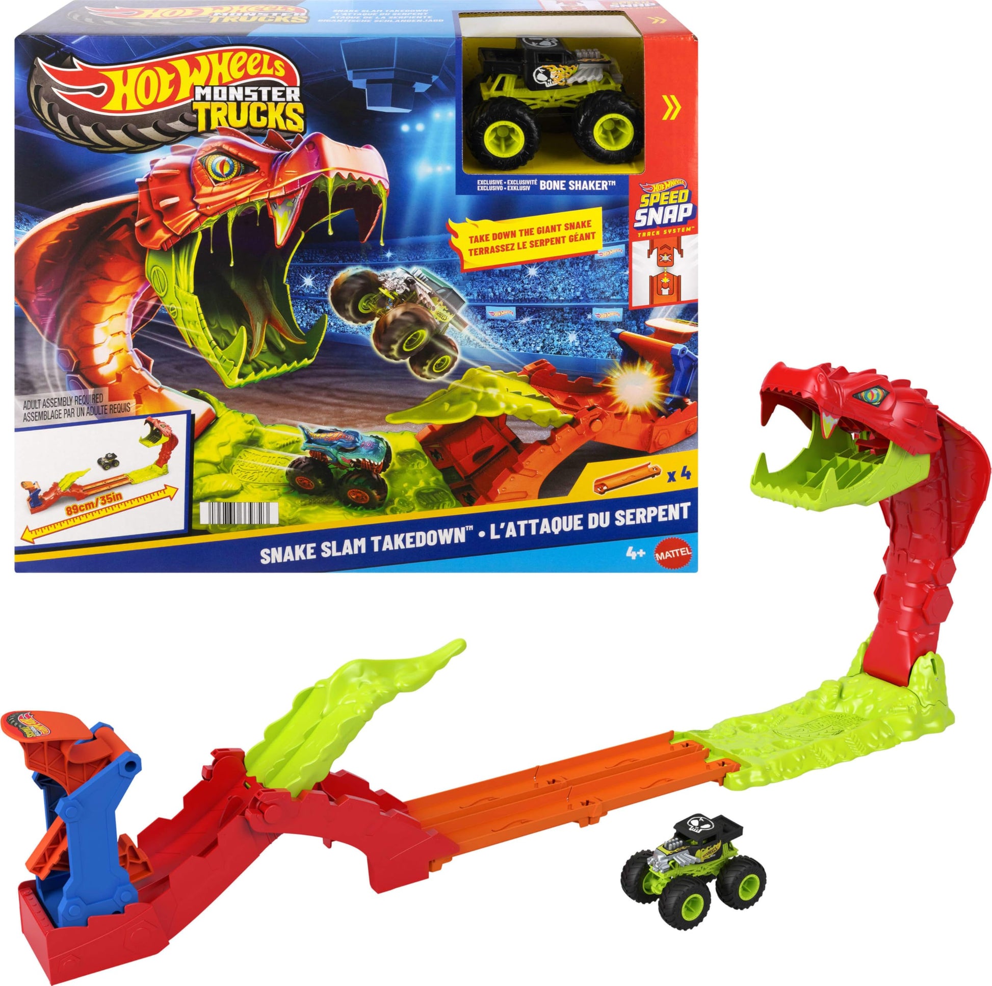 Hot Wheels Monster Trucks Snake Slam Takedown & Exclusive Bone Shaker