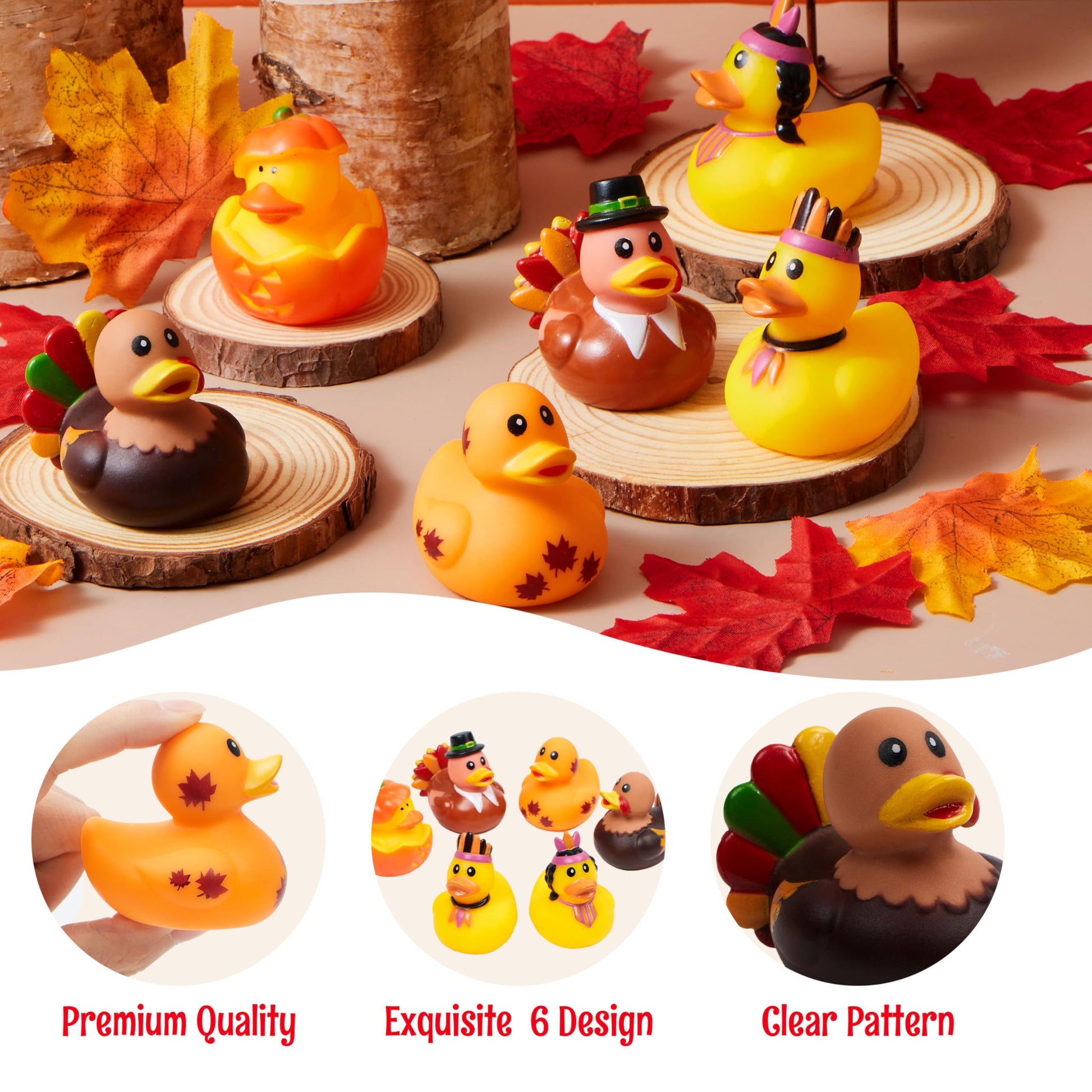 JOYIN 18PCS Thanksgiving Rubber Ducks for Boys Girls Kids & Toddlers, Thanksgiving Party Favor Gifts, Rubber Ducky Bath Toys, Kids Fun Bath Duck Toys