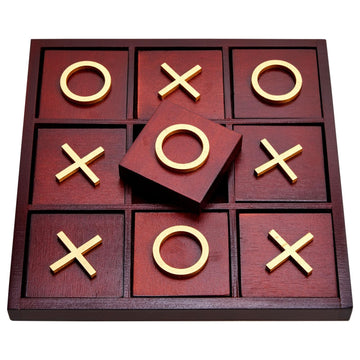 Juvale Tic Tac Toe Board Game - Outdoor Table Games for Patio & Indoor Tabletop Play - Portable Board & Storage Box - 9.5 x 9.5 in, Cherry Red Solid